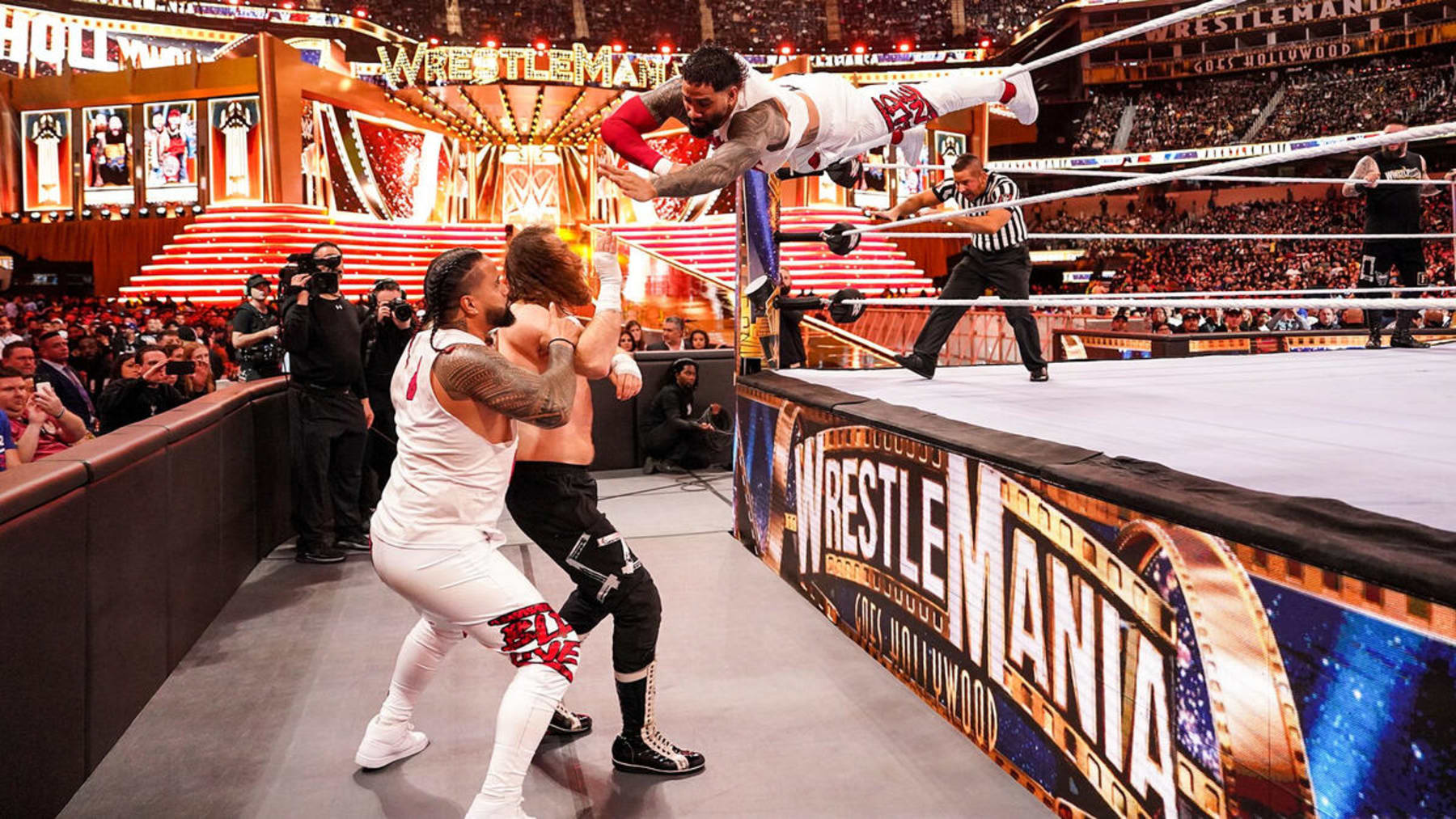 The Usos, Sami Zayn and Kevin Owens stole the show with their match on Night 1 of WrestleMania 39.