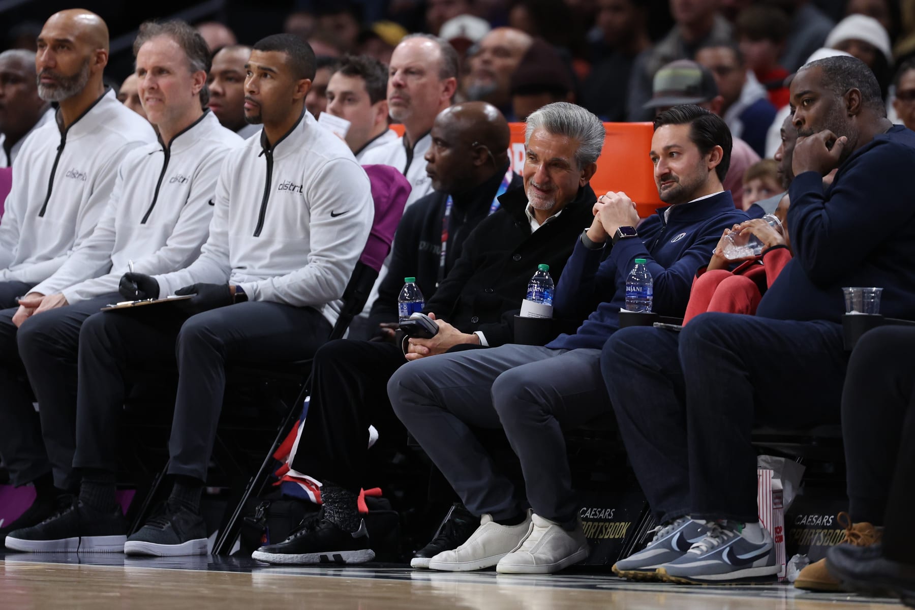 WASHINGTON, DC - JANUARY 15: CEO of Monumental Sports & Entertainment Ted Leonsis watches the Detroit Pistons play against the Washington Wizards during the first half at Capital One Arena on January 15, 2024 in Washington, DC. NOTE TO USER: User expressly acknowledges and agrees that, by downloading and or using this photograph, User is consenting to the terms and conditions of the Getty Images License Agreement  (Photo by Patrick Smith/Getty Images)