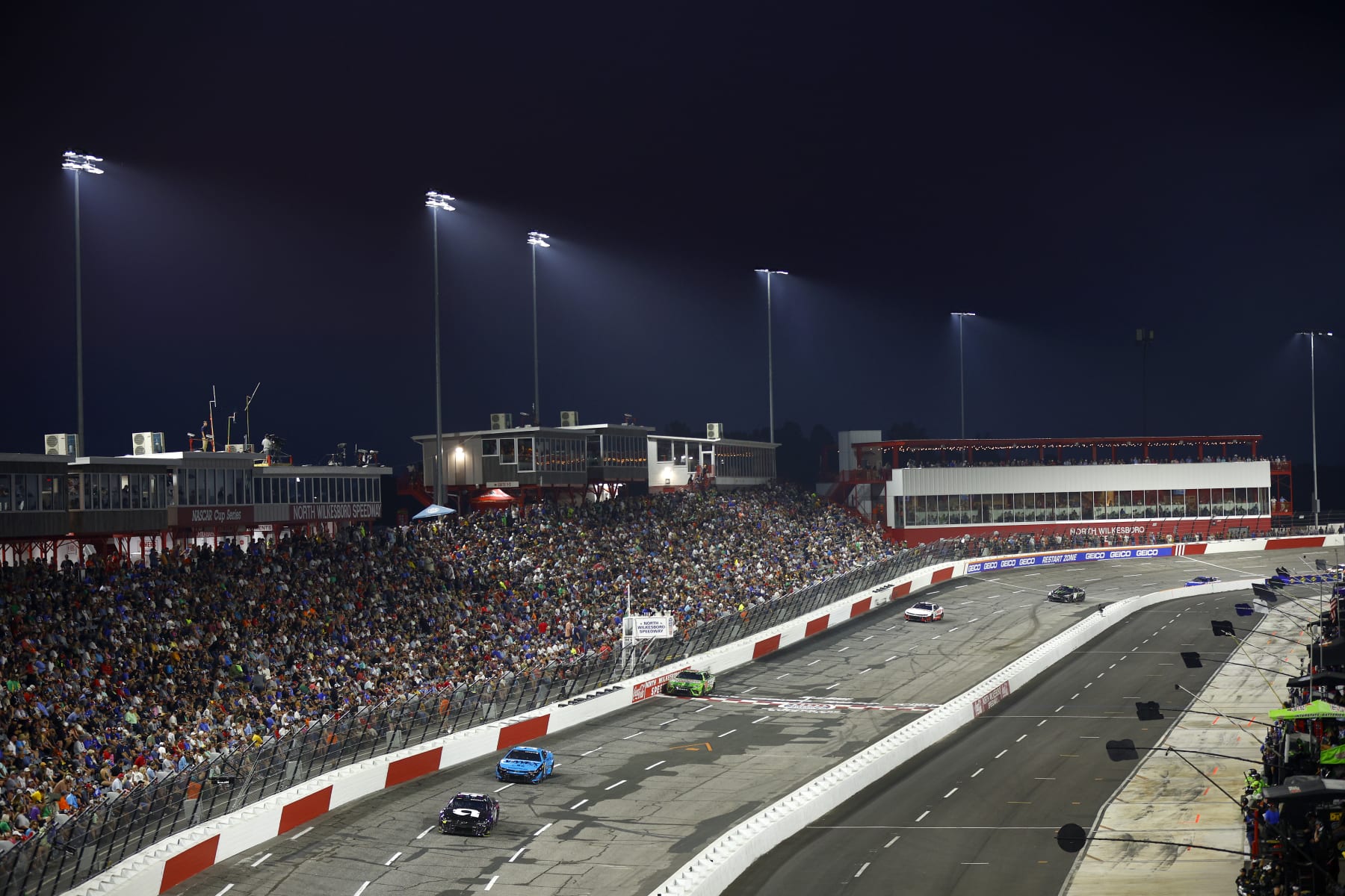 NORTH WILKESBORO, NORTH CAROLINA - MAY 21: Josh Berry, driver of the #48 Ally Chevrolet, leads a pack of cars during the NASCAR Cup Series All-Star Race at North Wilkesboro Speedway on May 21, 2023 in North Wilkesboro, North Carolina. (Photo by Jared C. Tilton/Getty Images)