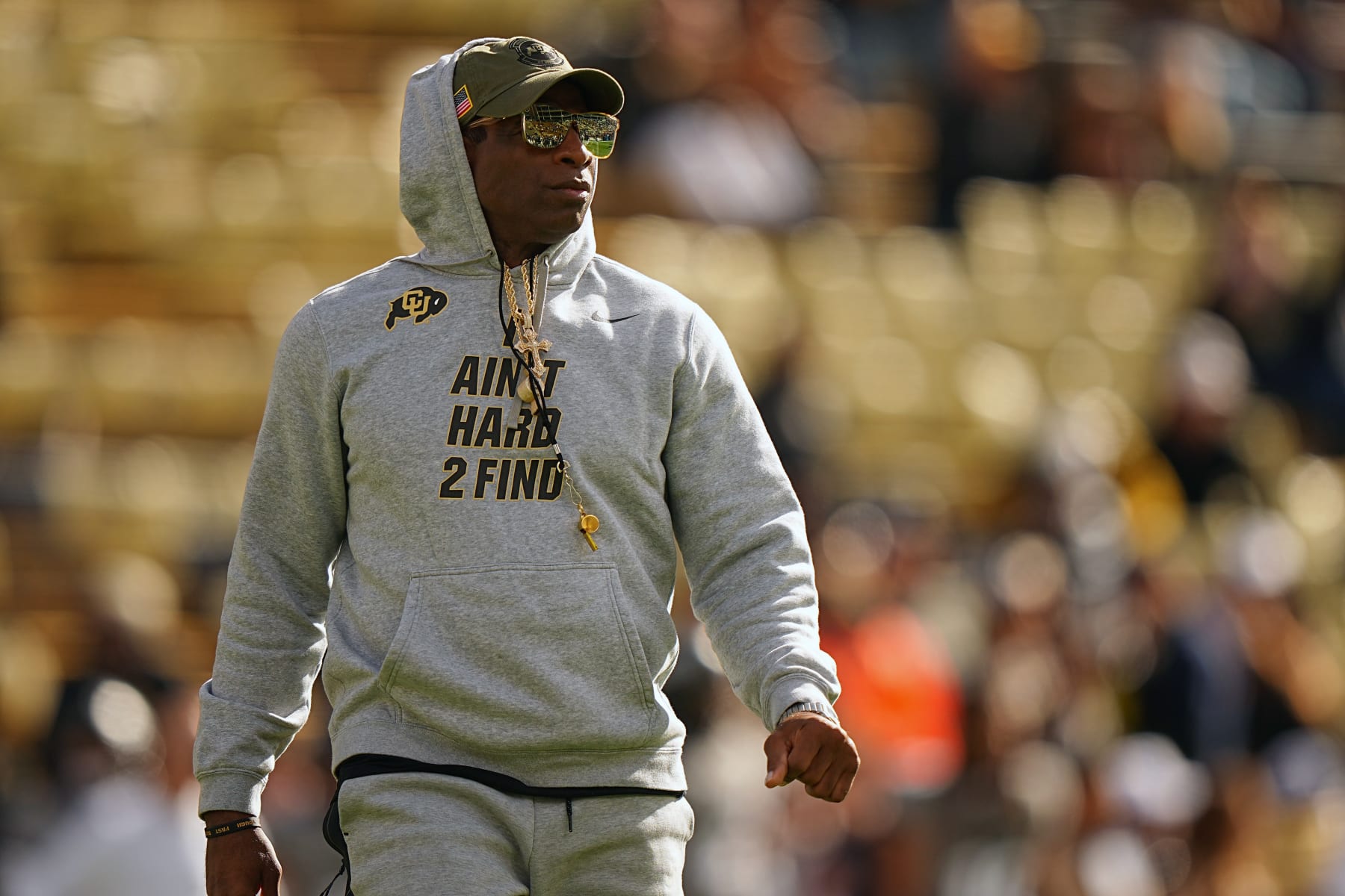 College Football: Colorado head coach Deion Sanders looks on prior to game vs Arizona at Folsom Field.
Boulder, CO 11/11/2023
CREDIT: Erick W. Rasco (Photo by Erick W. Rasco/Sports Illustrated via Getty Images)
(Set Number: X164462)