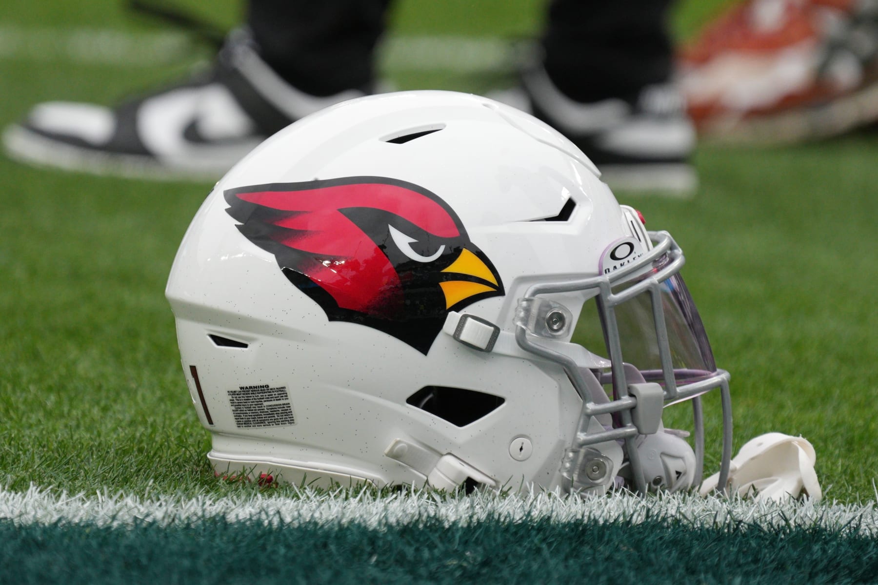 PHILADELPHIA, PA - DECEMBER 31: Arizona Cardinals helmet sits on the field during the game between the Arizona Cardinals and the Philadelphia Eagles on December 31, 2023 at Lincoln Financial Field. (Photo by Andy Lewis/Icon Sportswire via Getty Images)