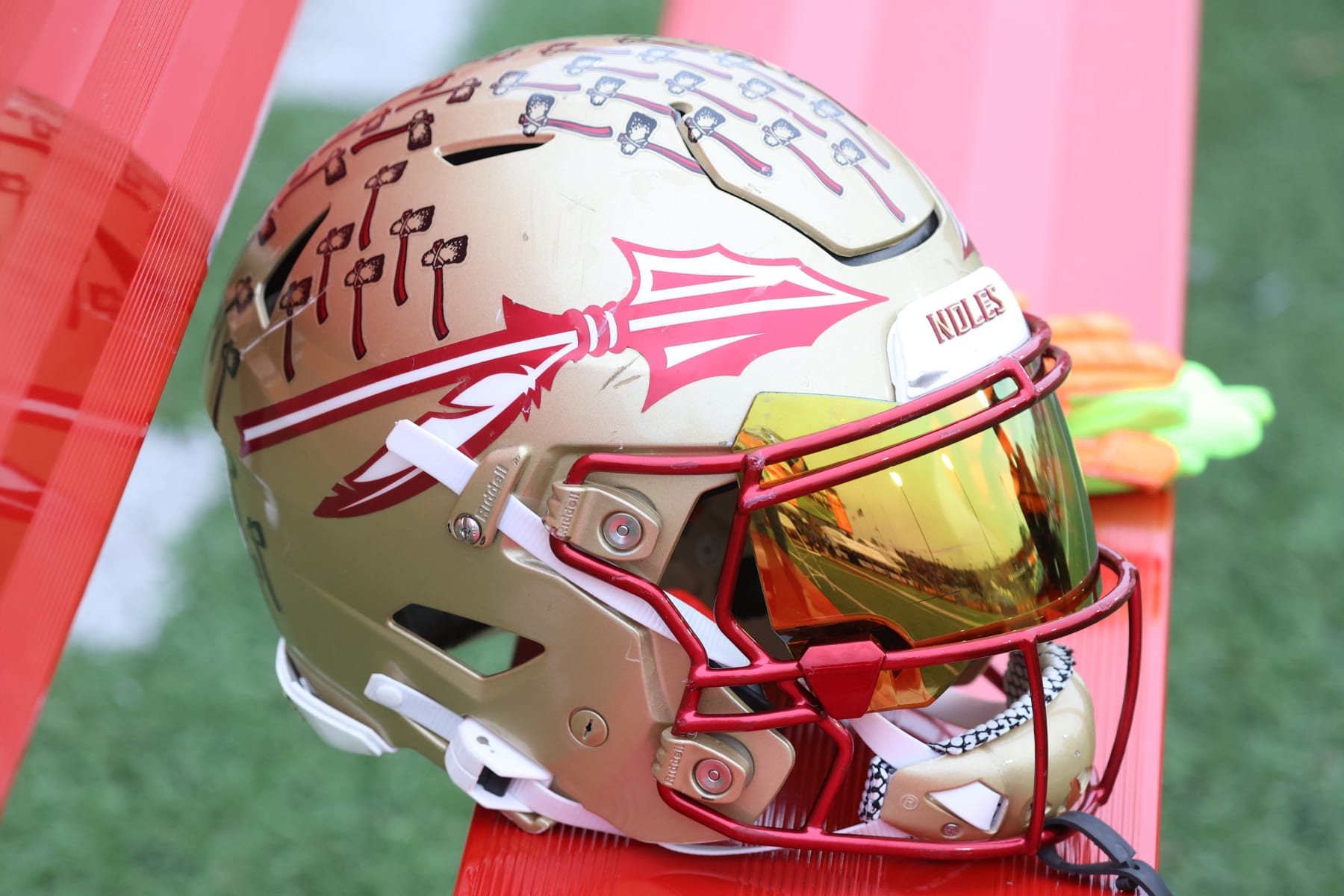 MOBILE, AL - FEBRUARY 03: A general view of a Florida State Seminoles helmet during the 2024 Reese's Senior Bowl on February 3, 2024 at Hancock Whitney Stadium in Mobile, Alabama.  (Photo by Michael Wade/Icon Sportswire via Getty Images)