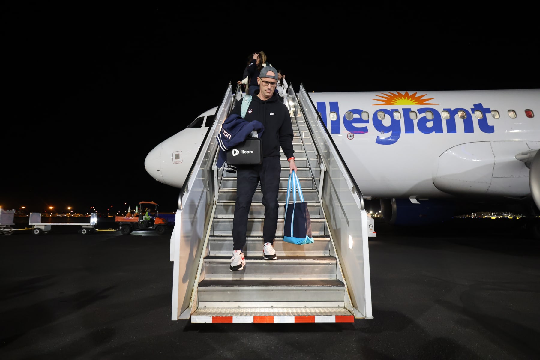 PHOENIX, ARIZONA - APRIL 4: Head coach Dan Hurley of the UConn Huskies arrives at Jackson Jet Center in Phoenix, Arizona, on April 4, 2024, ahead of the 2024 Men's Final Four. (Photo by Tyler Schank/NCAA Photos via Getty Images)