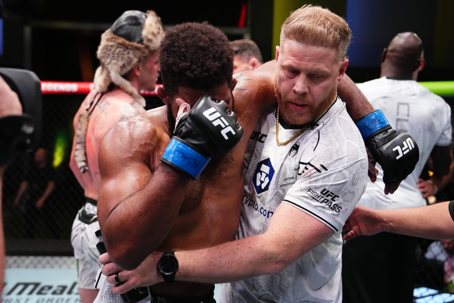 LAS VEGAS, NEVADA - APRIL 06: Chris Curtis reacts after suffering a leg injury in a middleweight fight against Brendan Allen during the UFC Fight Night event at UFC APEX on April 06, 2024 in Las Vegas, Nevada. (Photo by Jeff Bottari/Zuffa LLC via Getty Images)