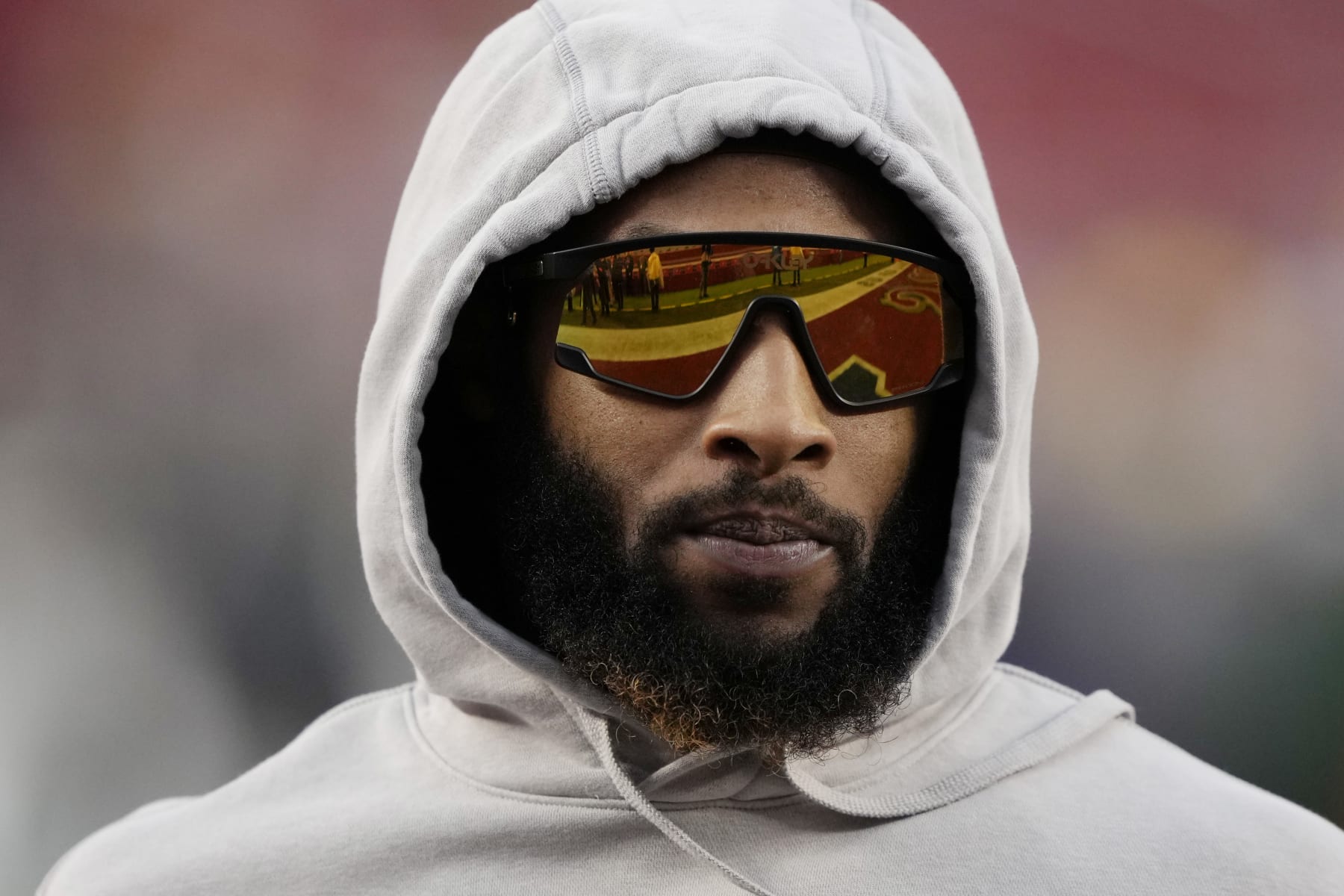 SANTA CLARA, CALIFORNIA - JANUARY 20: Aaron Jones #33 of the Green Bay Packers warms up before the NFC Divisional Playoffs against the San Francisco 49ers at Levi's Stadium on January 20, 2024 in Santa Clara, California. (Photo by Thearon W. Henderson/Getty Images)