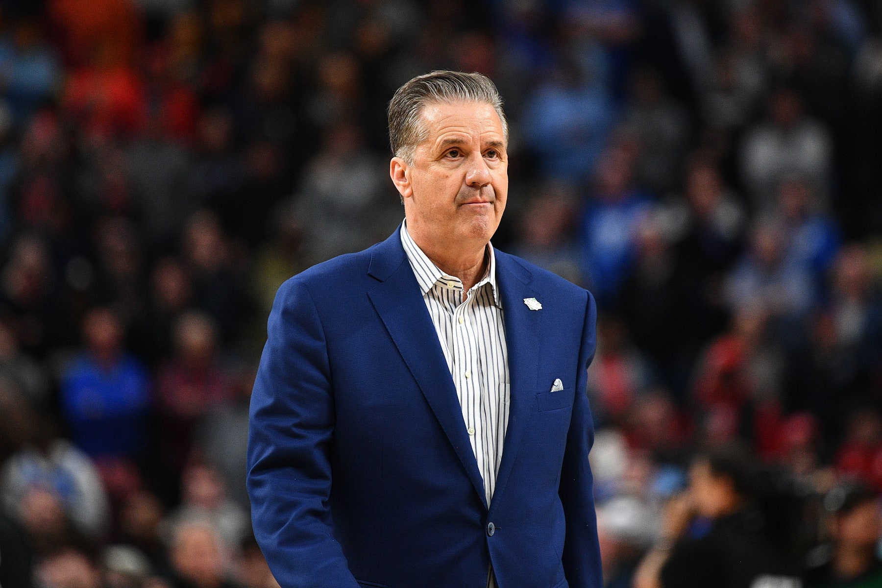 PITTSBURGH, PENNSYLVANIA - MARCH 21: Head coach John Calipari of the Kentucky Wildcats walks off the court after losing to the Oakland Golden Grizzlies during the second half in the first round of the NCAA Men's Basketball Tournament at PPG PAINTS Arena on March 21, 2024 in Pittsburgh, Pennsylvania. The Oakland Golden Grizzlies won, 80-76. (Photo by Joe Sargent/Getty Images)