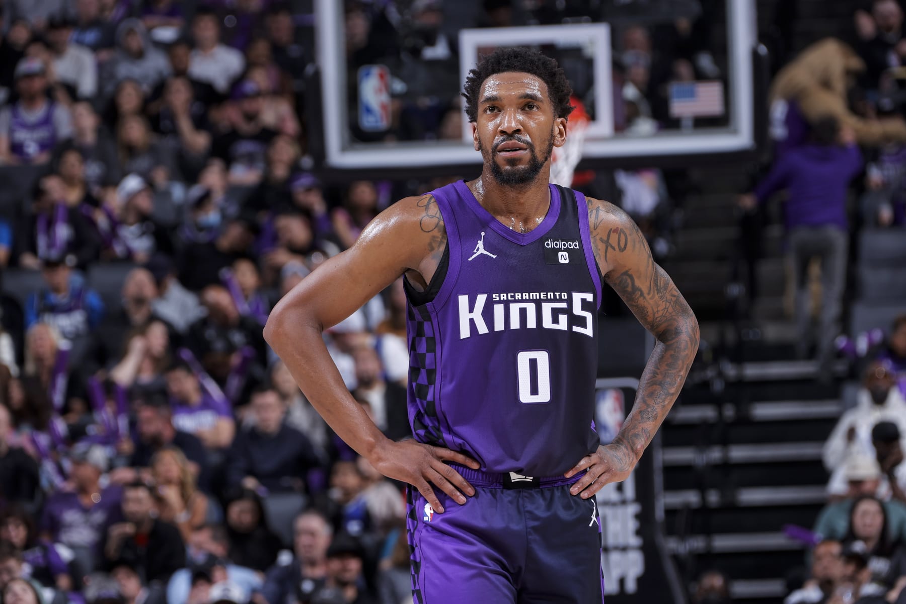 SACRAMENTO, CA - MARCH 26: Malik Monk #0 of the Sacramento Kings looks on during the game against the Dallas Mavericks on March 26, 2024 at Golden 1 Center in Sacramento, California. NOTE TO USER: User expressly acknowledges and agrees that, by downloading and or using this Photograph, user is consenting to the terms and conditions of the Getty Images License Agreement. Mandatory Copyright Notice: Copyright 2024 NBAE (Photo by Rocky Widner/NBAE via Getty Images)