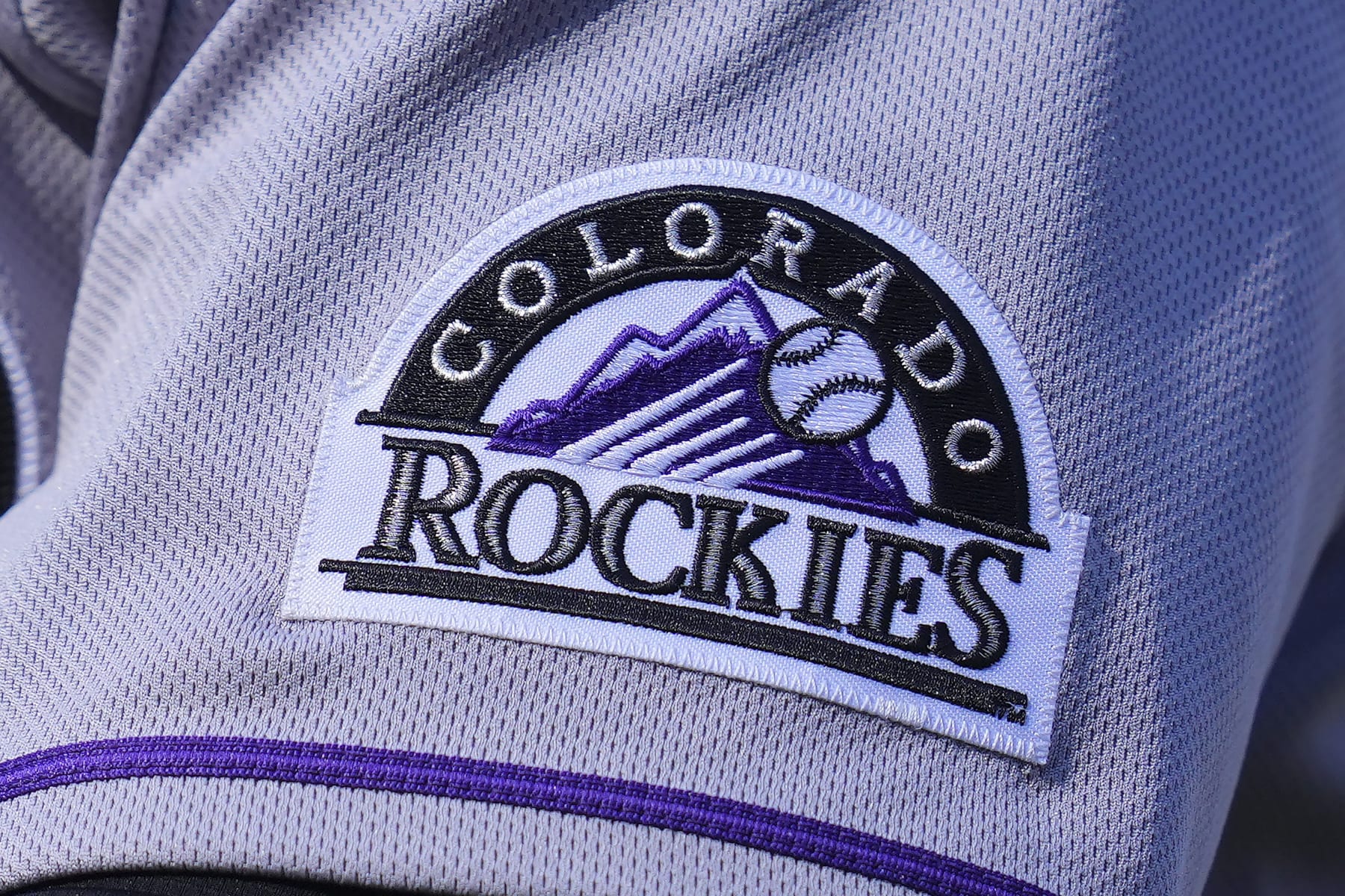 PHILADELPHIA, PA - APRIL 28: A general view of the Colorado Rockies logo against the Philadelphia Phillies at Citizens Bank Park on April 28, 2022 in Philadelphia, Pennsylvania. The Phillies defeated the Rockies 7-1. (Photo by Mitchell Leff/Getty Images)