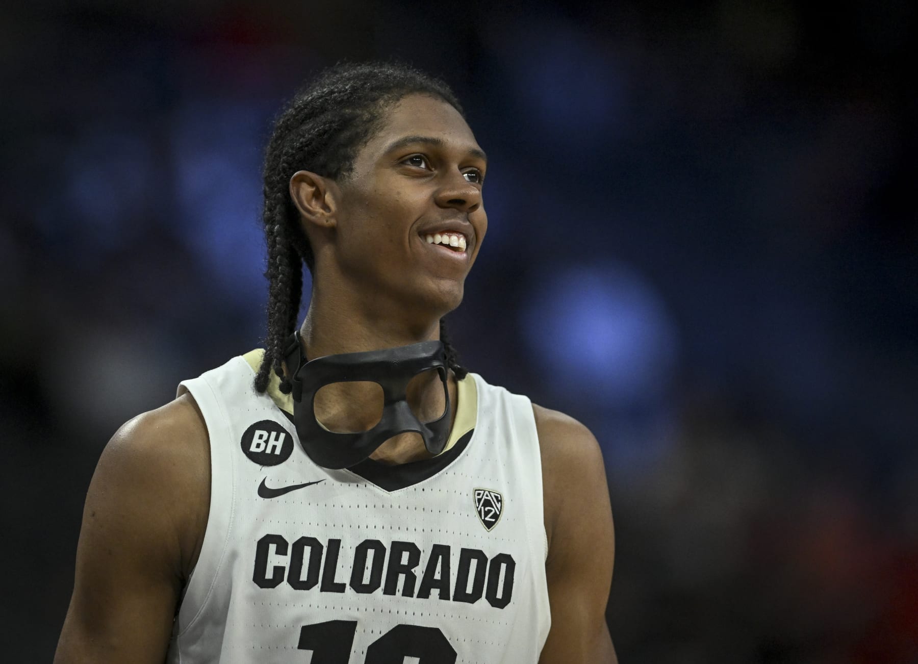 LAS VEGAS, NV - MARCH 14: Cody Williams (10) of the Colorado Buffaloes prepares to take the court against the Utah Utes during the second half of CU's 72-58 win at T-Mobile Arena in Las Vegas, Nevada on Thursday, March 14, 2024. The Buffs advance to the PAC-12 Tournament semifinal with a matchup against Washington State Friday. (Photo by AAron Ontiveroz/The Denver Post)