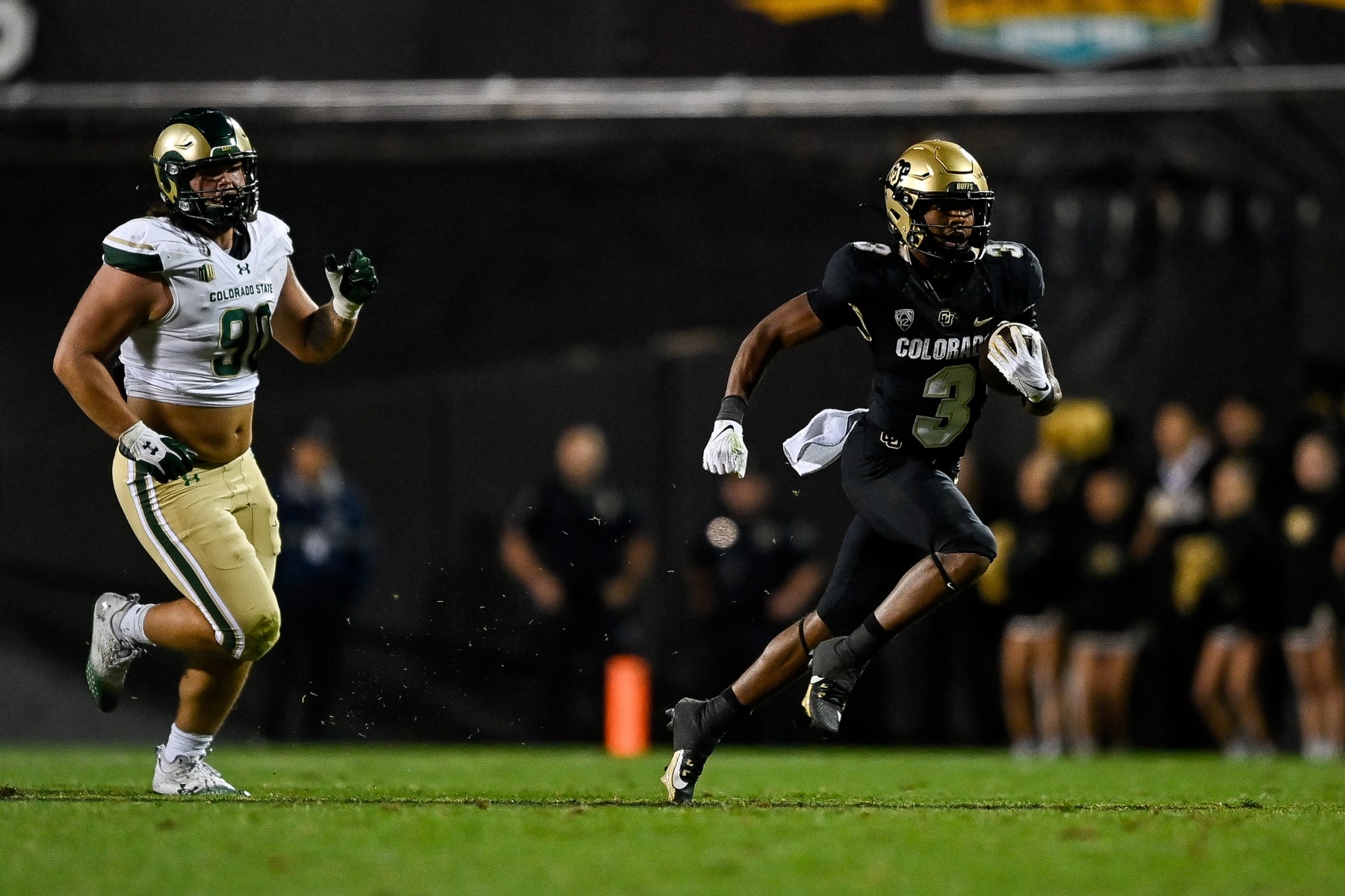 BOULDER, CO - SEPTEMBER 16: Running back Dylan Edwards #3 of the Colorado Buffaloes carries the ball against the Colorado State Rams in the fourth quarter at Folsom Field on September 16, 2023 in Boulder, Colorado. (Photo by Dustin Bradford/Getty Images)