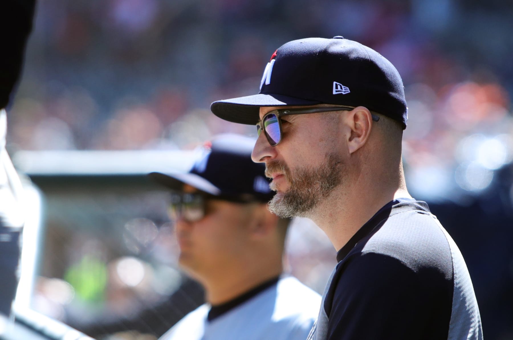 DETROIT, MI - APRIL 13: Manger Rocco Baldelli #5 of the Minnesota Twins during game one of a double header against the Detroit Tigers at Comerica Park on April 13, 2024 in Detroit, Michigan. (Photo by Duane Burleson/Getty Images)