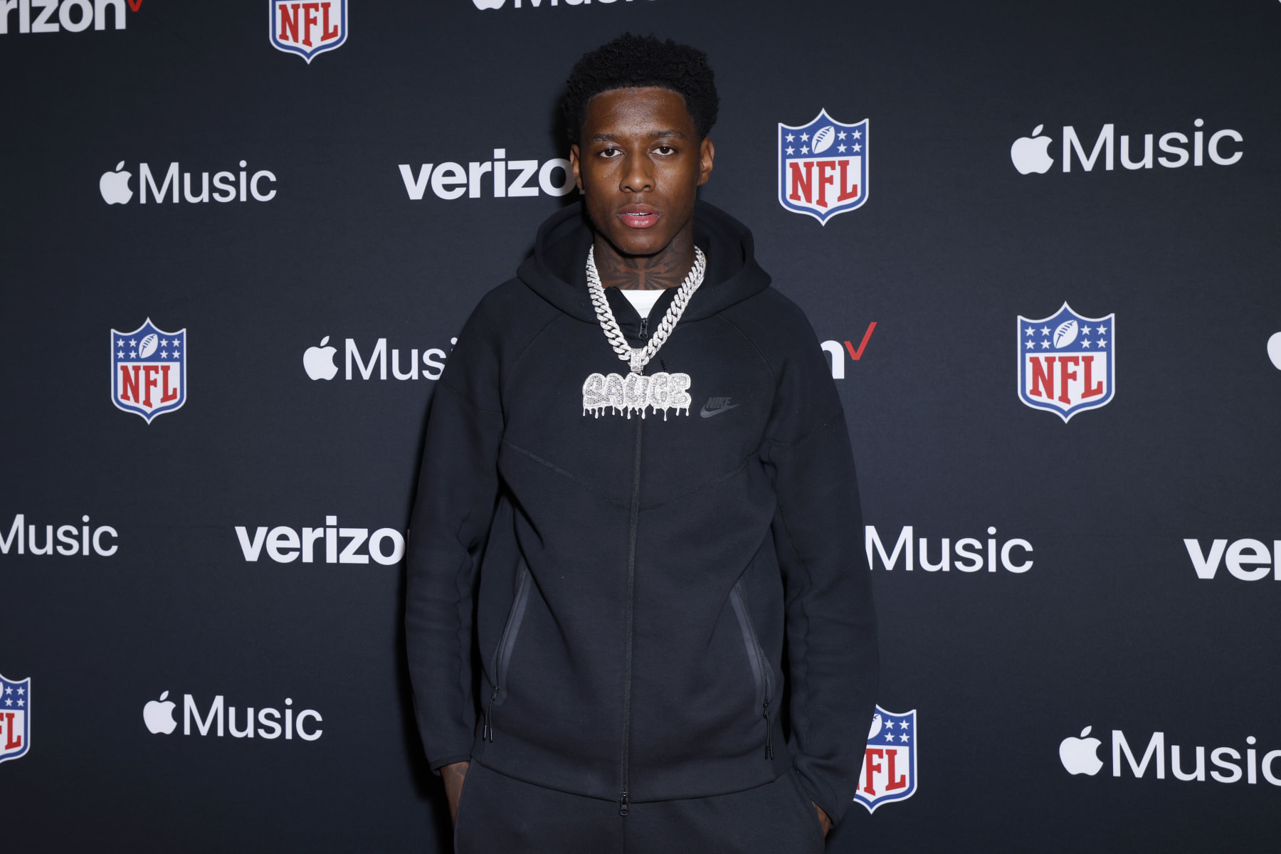 LAS VEGAS, NEVADA - FEBRUARY 10: Sauce Gardner attends Verizon’s “Run the Playlist Live” at Super Bowl LVIII on February 10, 2024 in Las Vegas, Nevada. (Photo by Jeff Schear/Getty Images for Verizon)