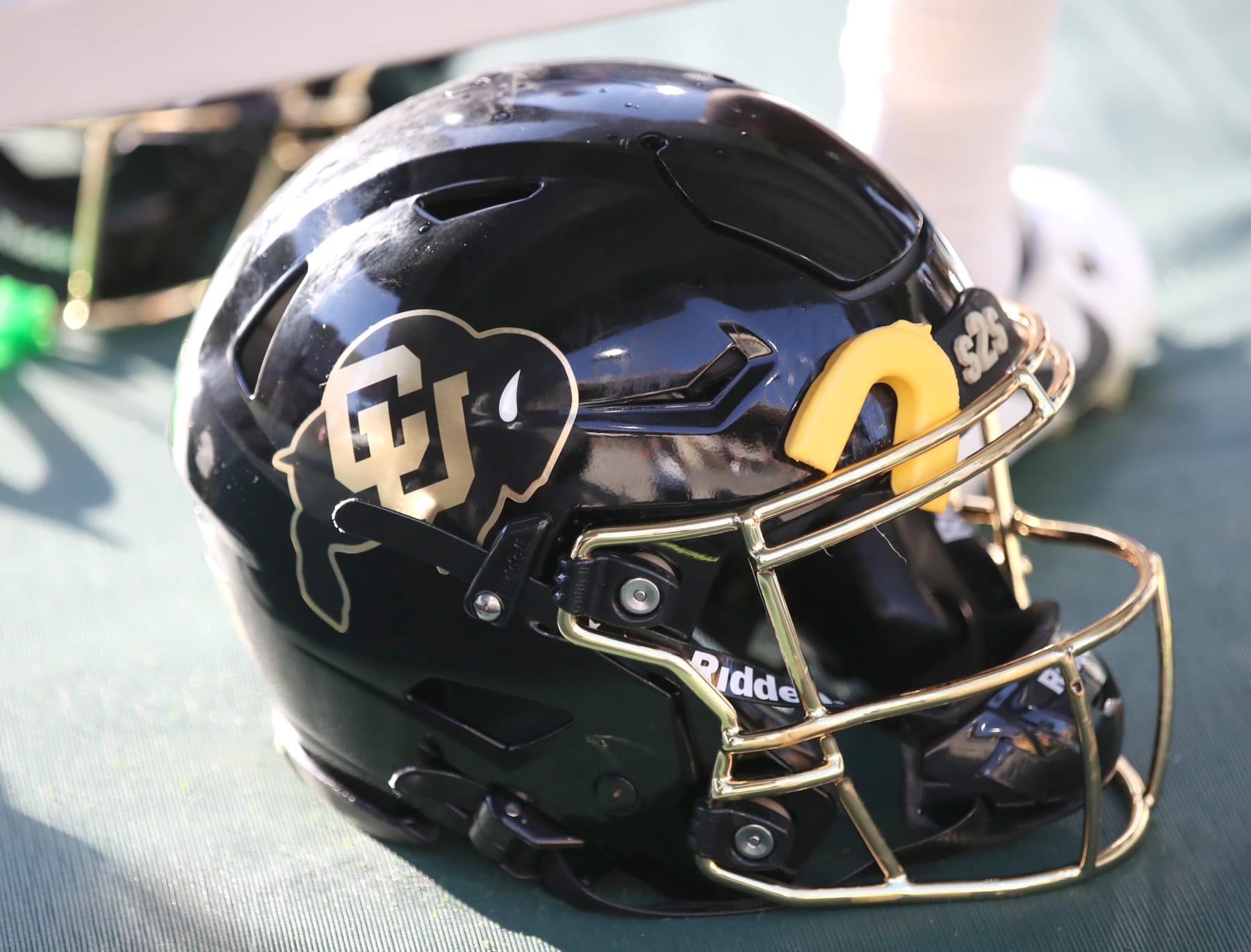 TEMPE, ARIZONA - OCTOBER 7: A Colorado Buffs helmet is seen on the sidelines during the University of Colorado Buffs versus the Arizona State Sun Devils football game at Mountain America Stadium on October 7, 2023 in Tempe, Arizona. (Photo by Bruce Yeung/Getty Images)