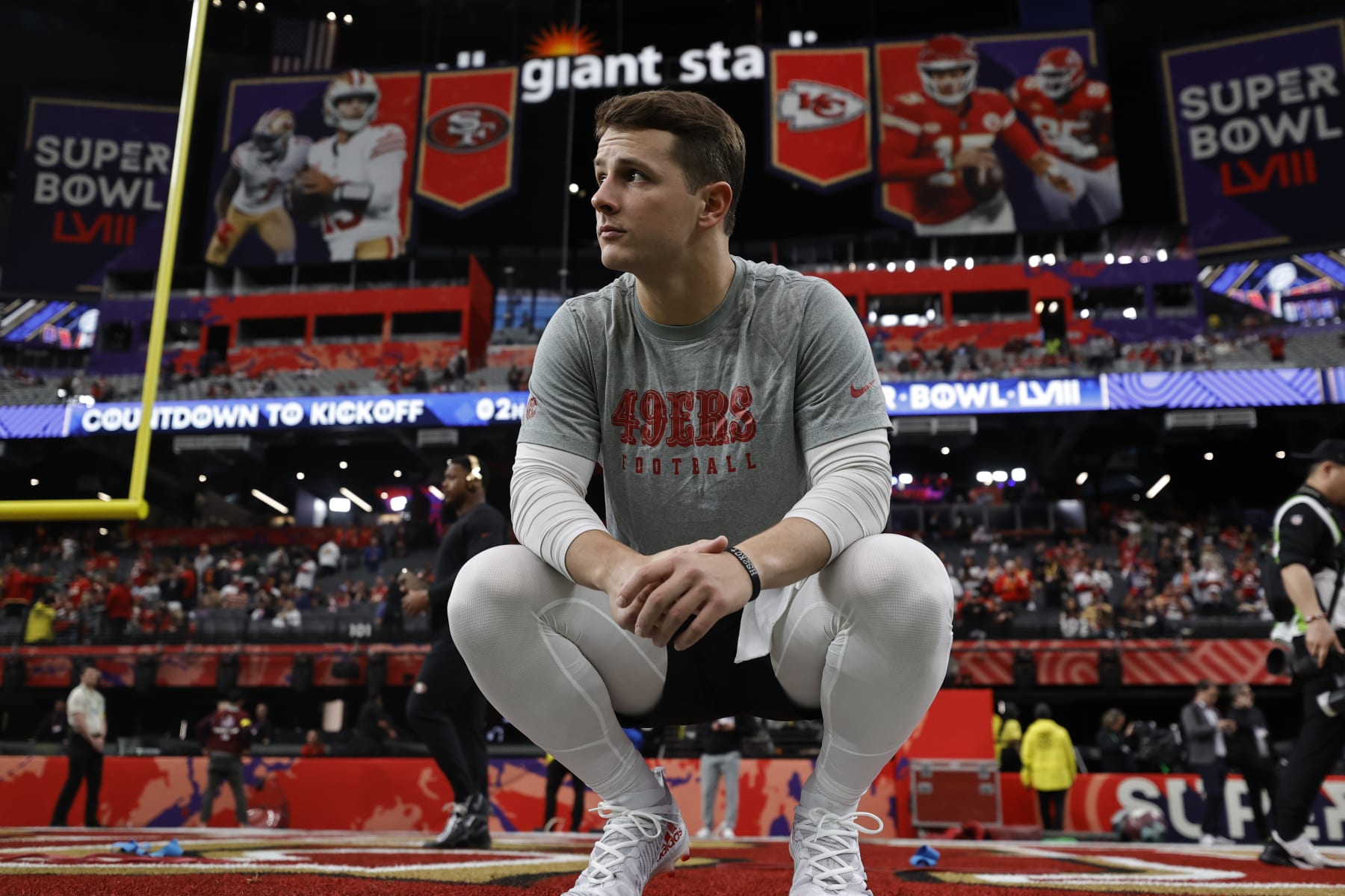 LAS VEGAS, NV - FEBRUARY 11: Brock Purdy #13 of the San Francisco 49ers before Super Bowl LVIII against the Kansas City Chiefs at Allegiant Stadium on February 11, 2024 in Las Vegas, Nevada. The Chiefs defeated the 49ers 25-22. (Photo by Michael Zagaris/San Francisco 49ers/Getty Images)