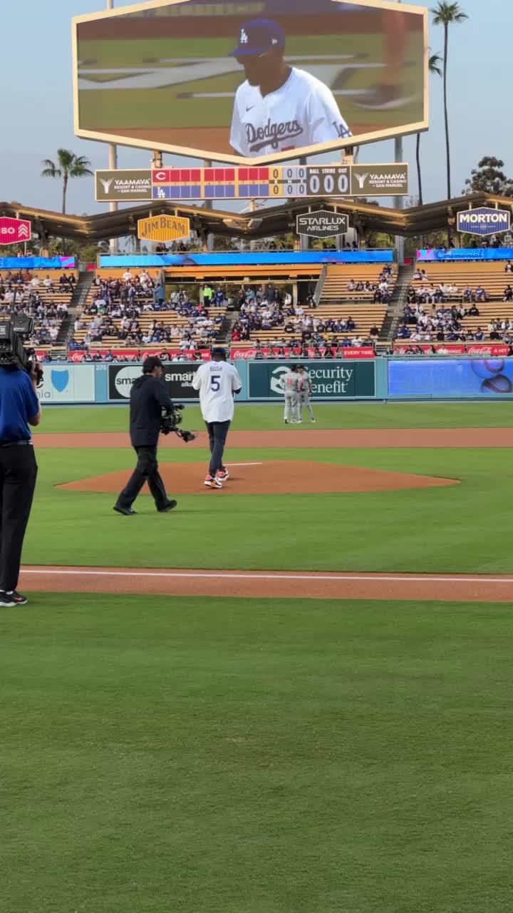 Bush Throws Dodgers 1st Pitch