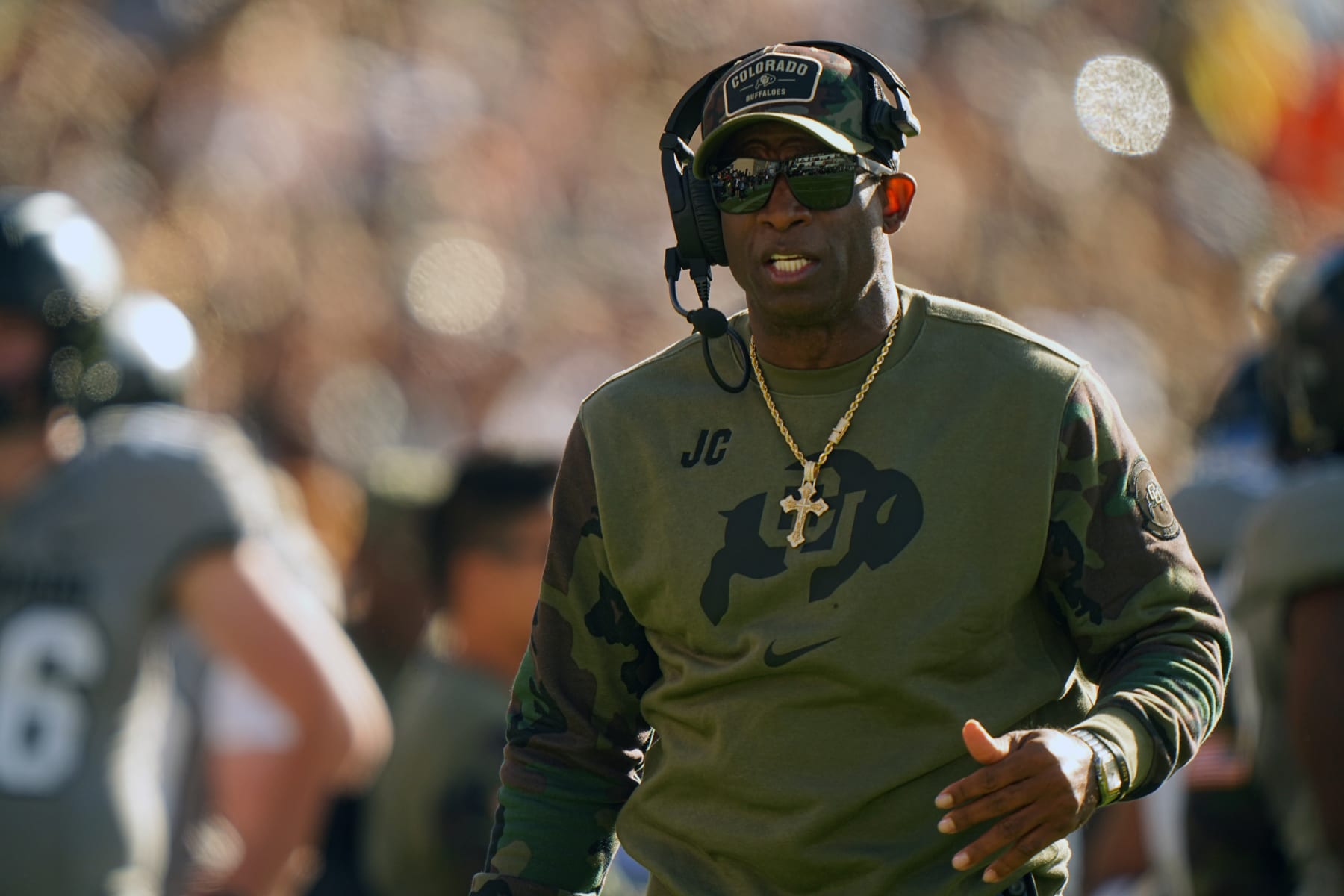 College Football: Colorado head coach Deion Sanders looks on vs Arizona at Folsom Field. 
Boulder, CO 11/11/2023 
CREDIT: Erick W. Rasco (Photo by Erick W. Rasco/Sports Illustrated via Getty Images) 
(Set Number: X164462)