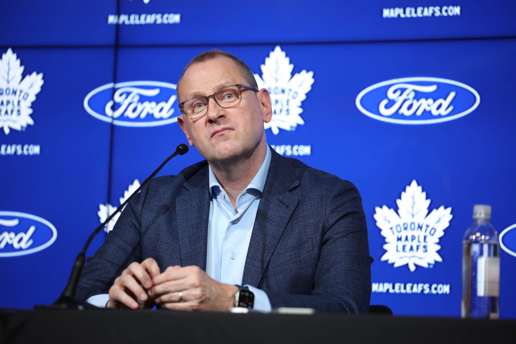 TORONTO. Brad Treliving Leafs GM addresses the media.New Toronto Maple Leafs head coach Craig Berube being introduced. (R.J.Johnston/Toronto Star) R.J. Johnston/Toronto Star (R.J. Johnston/Toronto Star via Getty Images)