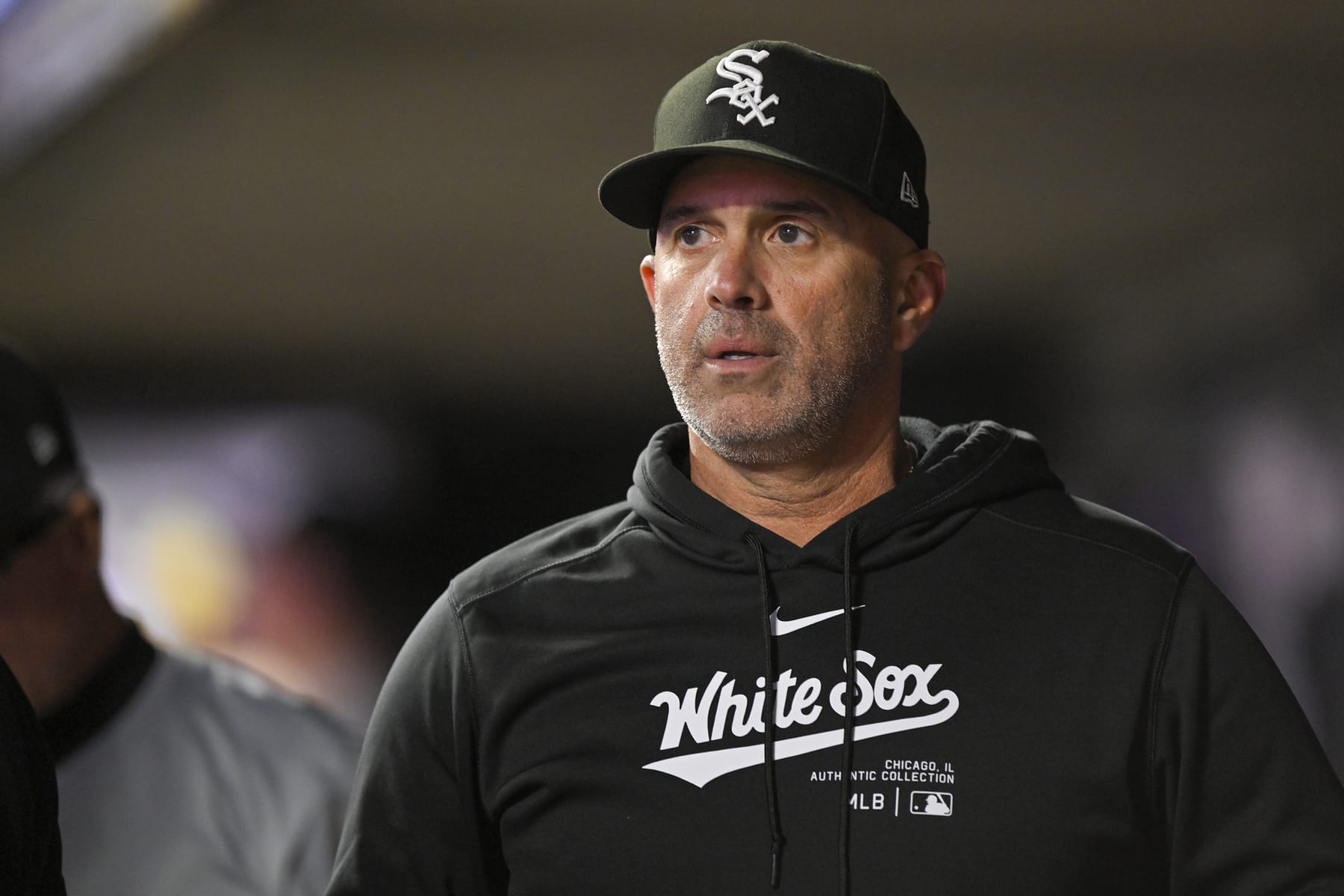 MINNEAPOLIS, MN - APRIL 22:  Chicago White Sox manager Pedro Grifol (5) heads to the clubhouse after being ejected during the eighth inning of a MLB game between the Minnesota Twins and Chicago White Sox on April 22, 2024, at Target Field in Minneapolis, MN. (Photo by Nick Wosika/Icon Sportswire via Getty Images)