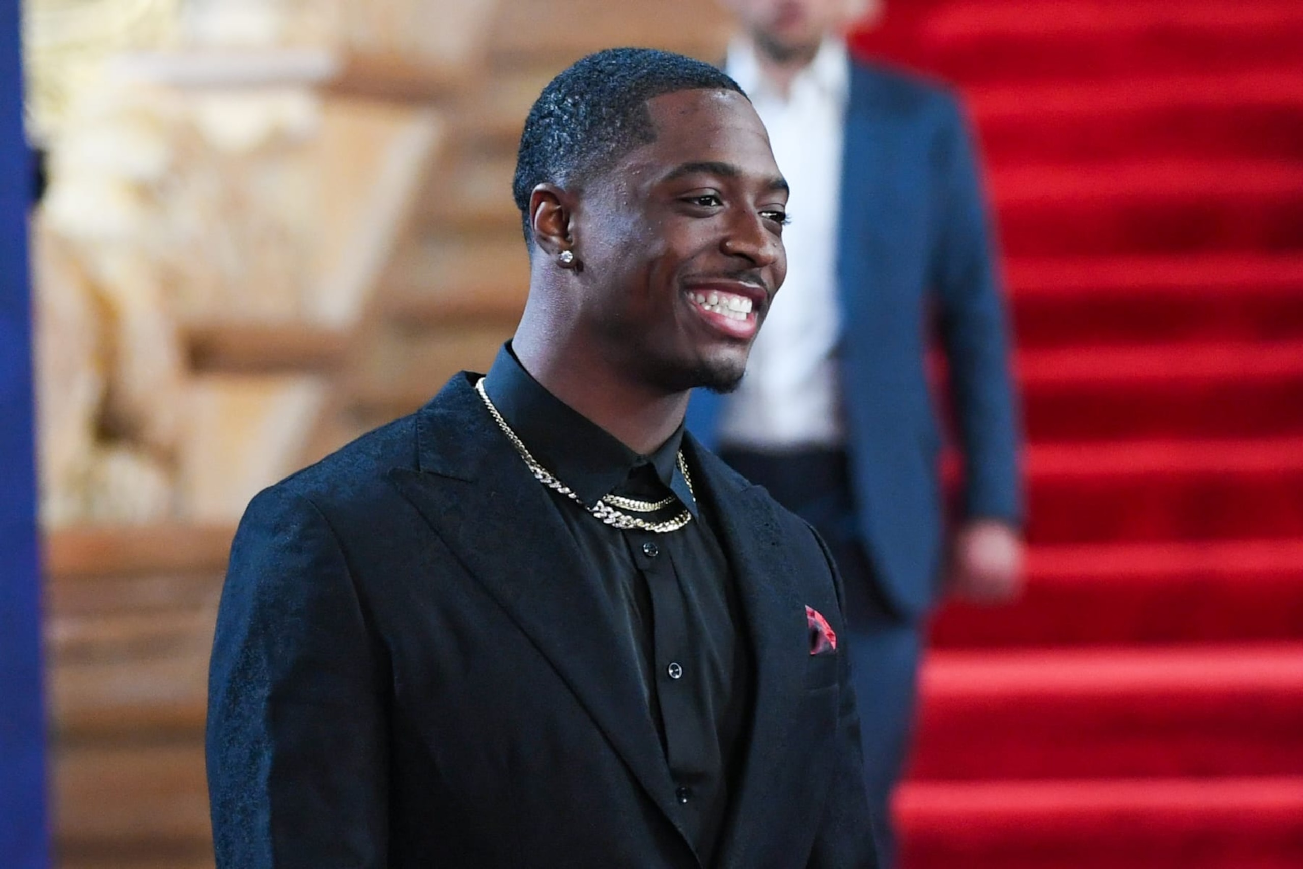 DETROIT, MICHIGAN - APRIL 25: Quinyon Mitchell arrives to the 2024 NFL Draft at the Fox Theatre on April 25, 2024 in Detroit, Michigan. (Photo by Aaron J. Thornton/Getty Images)