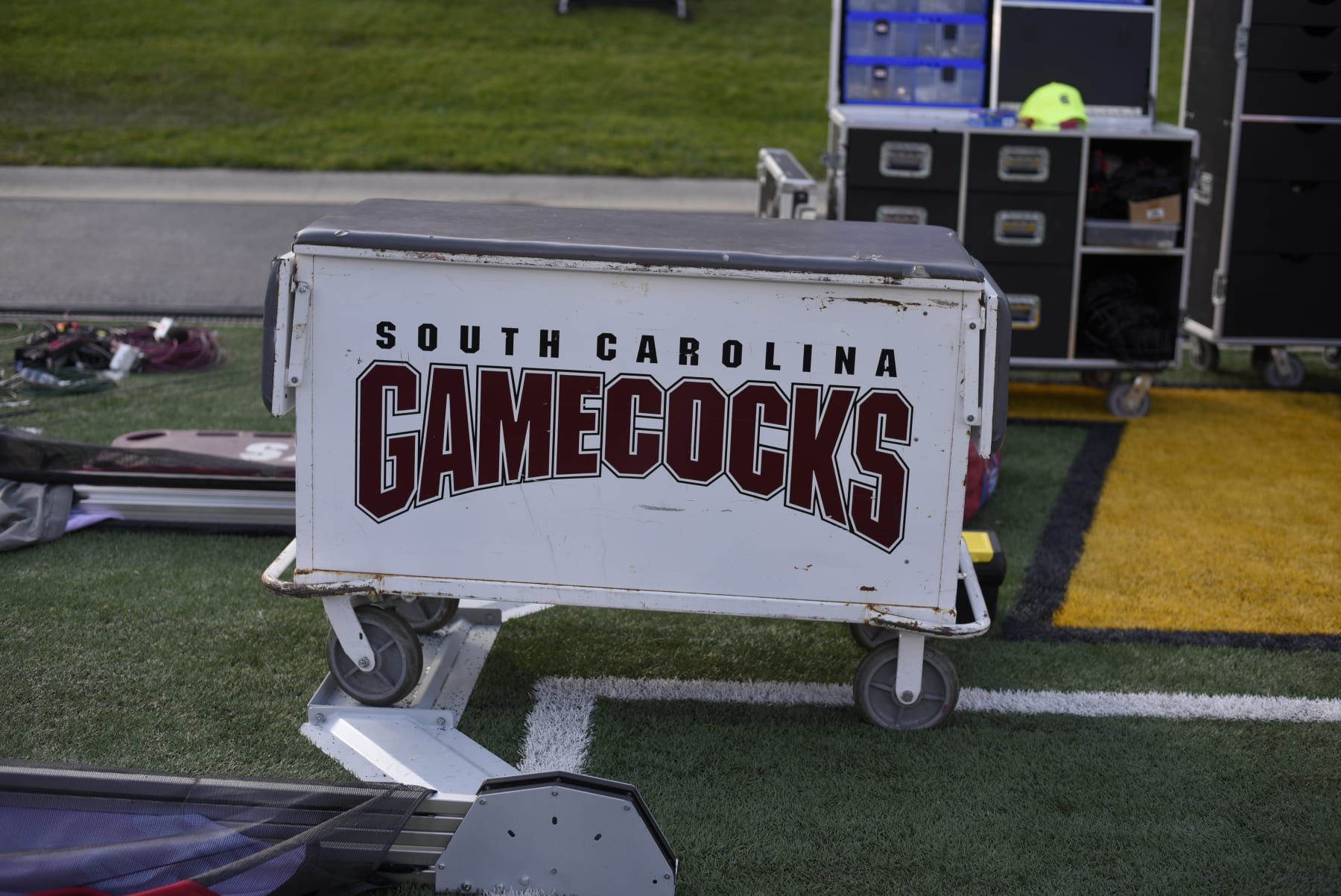 COLUMBIA, MO - SEPTEMBER 9: A South Carolina Gamecocks logo is seen in action against the Missouri Tigers at Memorial Stadium on September 9, 2017 in Columbia, Missouri. (Photo by Ed Zurga/Getty Images) *** Local Caption ***