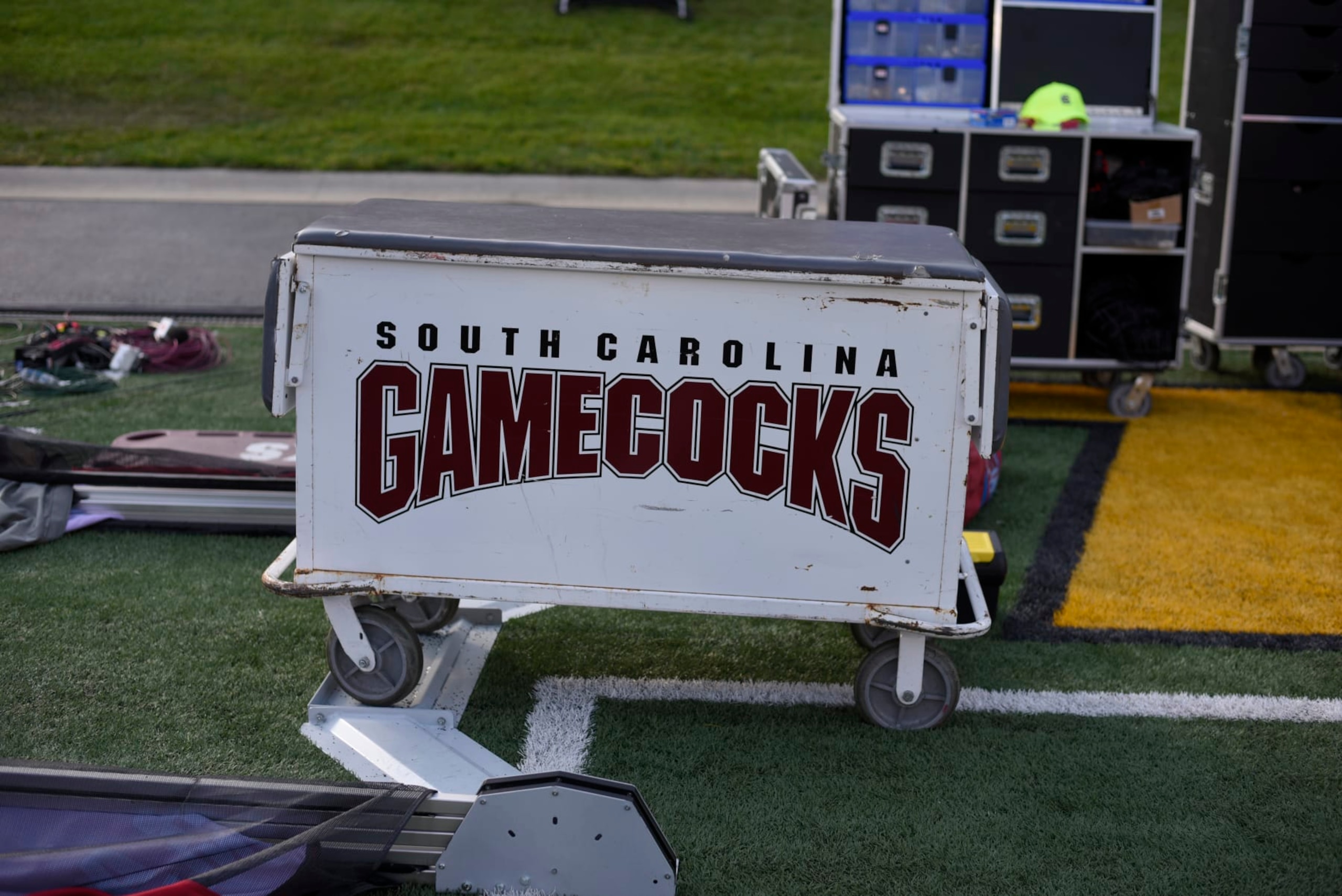 COLUMBIA, MO - SEPTEMBER 9: A South Carolina Gamecocks logo is seen in action against the Missouri Tigers at Memorial Stadium on September 9, 2017 in Columbia, Missouri. (Photo by Ed Zurga/Getty Images) *** Local Caption ***