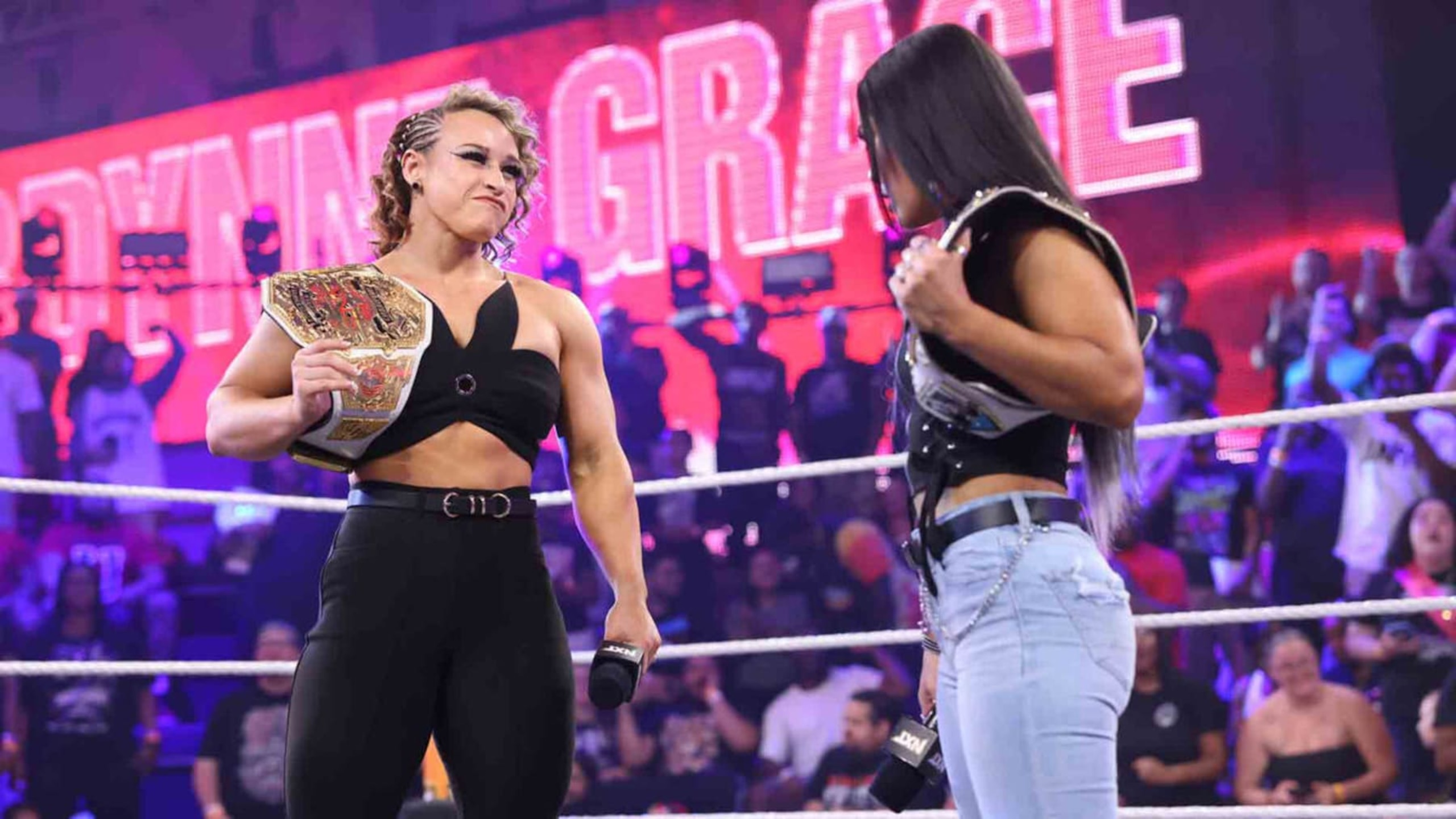 TNA Knockouts champ Jordynne Grace and NXT women's champ Roxanne Perez will clash at Battleground.