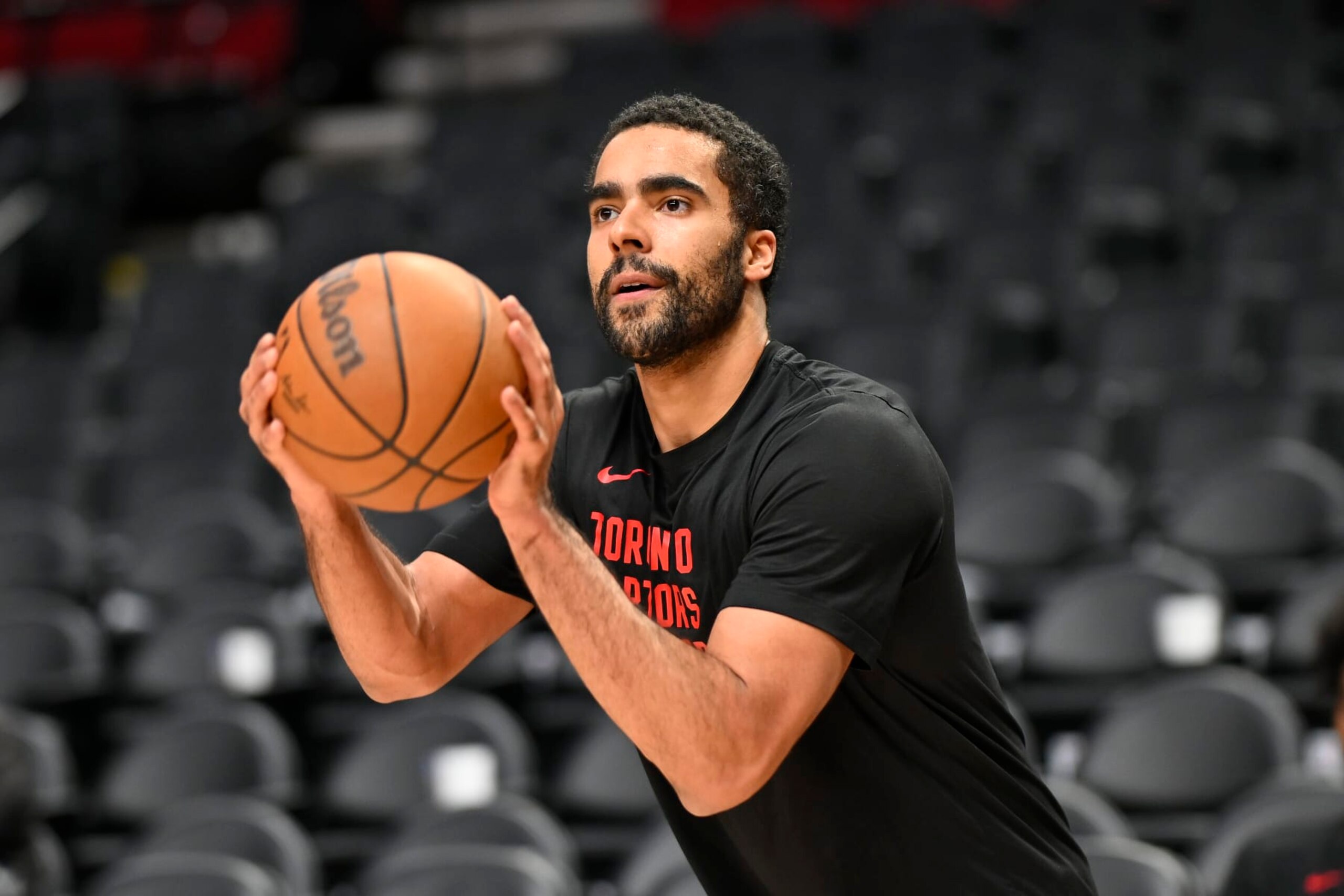 PORTLAND, OREGON - MARCH 09: Jontay Porter #34 of the Toronto Raptors warms up before the game against the Portland Trail Blazers at the Moda Center on March 09, 2024 in Portland, Oregon. NOTE TO USER: User expressly acknowledges and agrees that, by downloading and or using this photograph, User is consenting to the terms and conditions of the Getty Images License Agreement. (Photo by Alika Jenner/Getty Images) PORTLAND, OREGON - MARCH 09: Jontay Porter #34 of the Toronto Raptors warms up before the game against the Portland Trail Blazers at the Moda Center on March 09, 2024 in Portland, Oregon. NOTE TO USER: User expressly acknowledges and agrees that, by downloading and or using this photograph, User is consenting to the terms and conditions of the Getty Images License Agreement. (Photo by Alika Jenner/Getty Images)