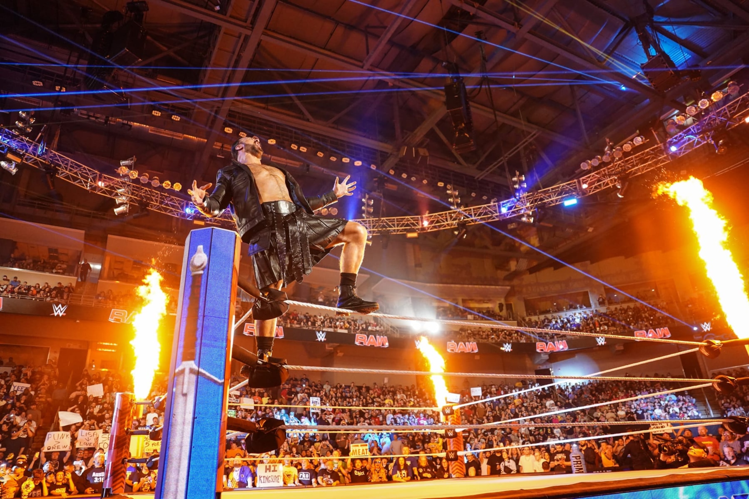 TOLEDO, OHIO - JUNE 10: Drew McIntyre enters the ring during Monday Night RAW at Huntington Center on June 10, 2024 in Toledo, Ohio. (Photo by WWE/Getty Images) TOLEDO, OHIO - JUNE 10: Drew McIntyre enters the ring during Monday Night RAW at Huntington Center on June 10, 2024 in Toledo, Ohio. (Photo by WWE/Getty Images)