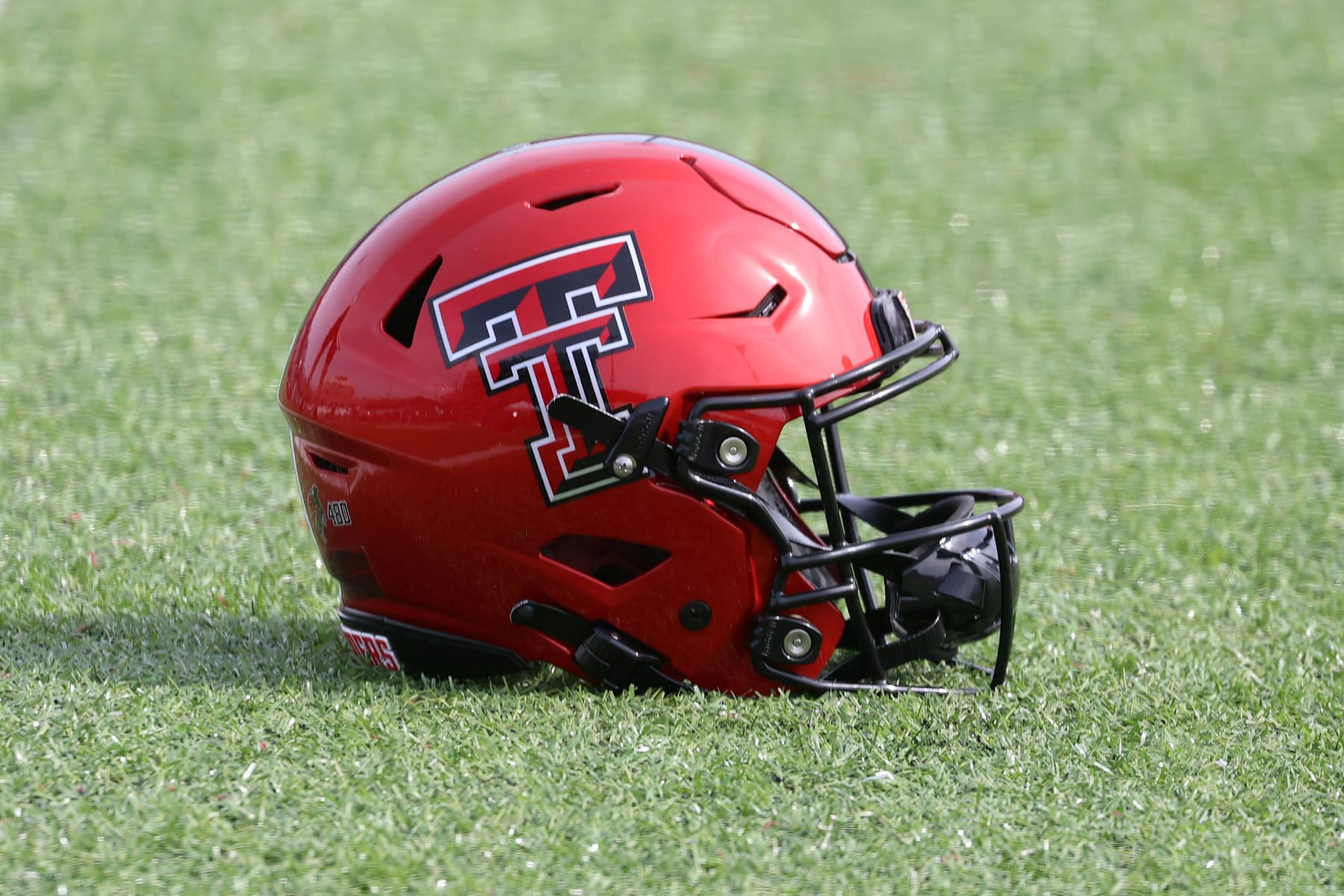 MOBILE, AL - FEBRUARY 01: A general view of a Texas Tech Red Raiders helmet during the American team practice for the Reese's Senior Bowl on February 1, 2024 at Hancock Whitney Stadium in Mobile, Alabama.  (Photo by Michael Wade/Icon Sportswire via Getty Images)