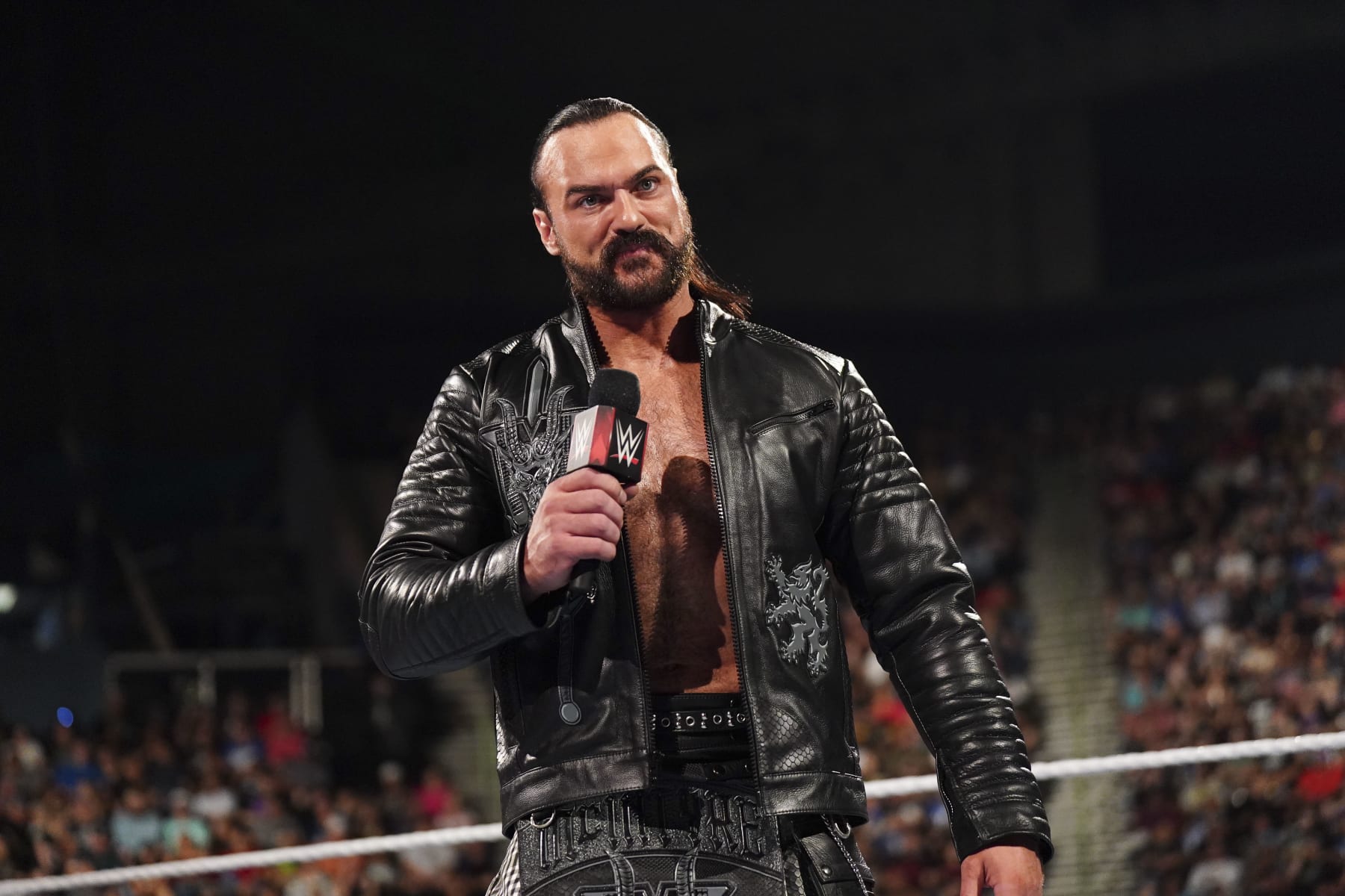 CORPUS CHRISTI, TEXAS - JUNE 17: Drew McIntyre Announces he is quitting During Monday Night Raw at American Bank Center on June 17, 2024 in Corpus Christi, Texas.  (Photo by WWE/Getty Images)