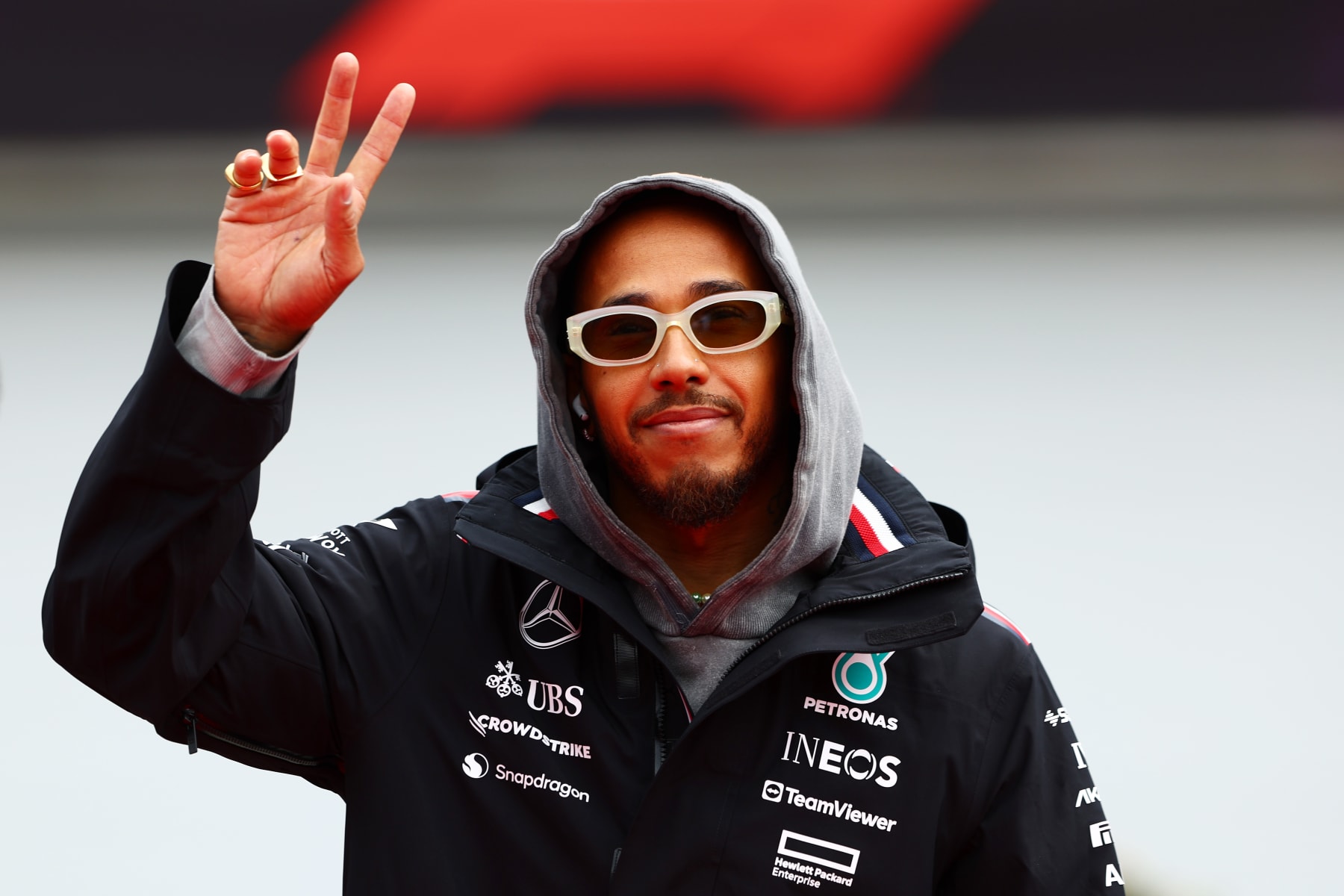 MONTREAL, QUEBEC - JUNE 09: Lewis Hamilton of Great Britain and Mercedes waves to the crowd on the drivers parade prior to the F1 Grand Prix of Canada at Circuit Gilles Villeneuve on June 09, 2024 in Montreal, Quebec. (Photo by Clive Rose/Getty Images)