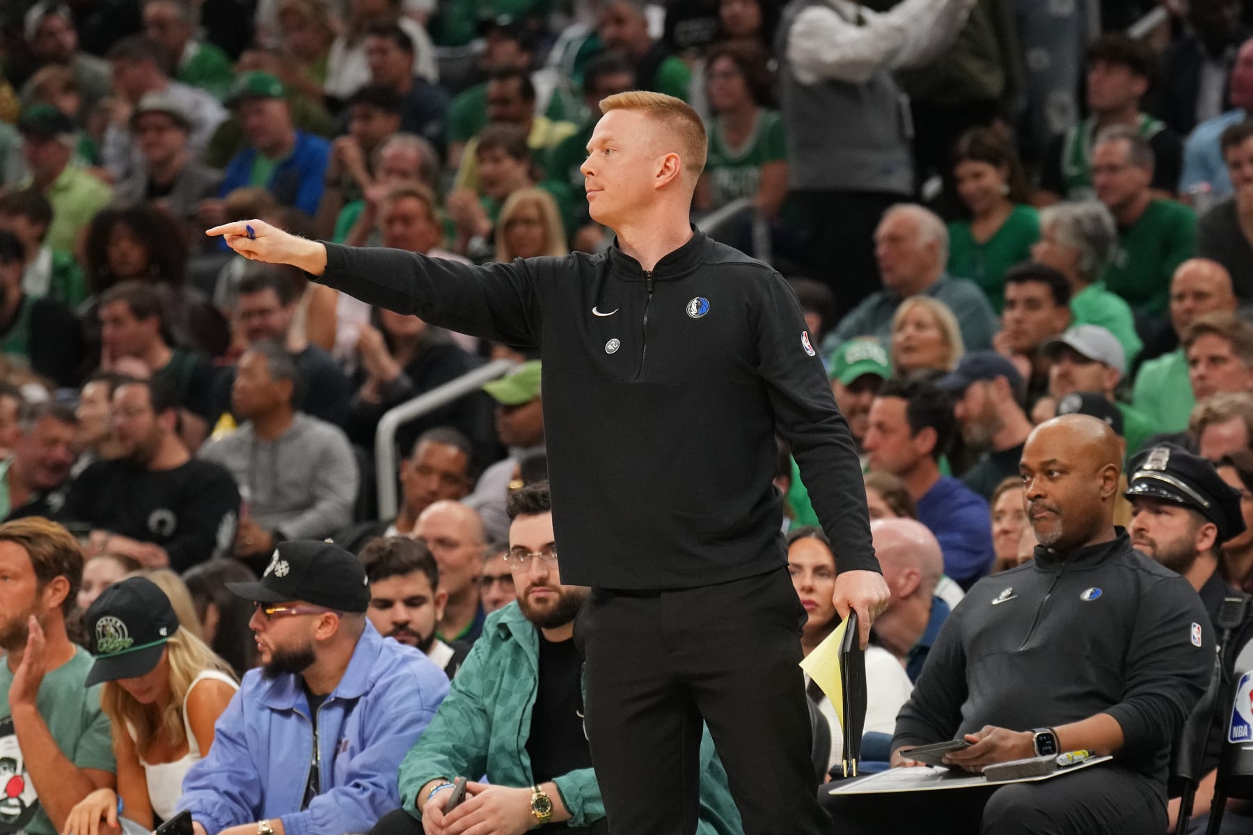 BOSTON, MA - JUNE 9: Assistant Coach Sean Sweeney of the Dallas Mavericks looks on during the game against the Boston Celtics during Game 2 of the 2024 NBA Finals on June 9, 2024 at the TD Garden in Boston, Massachusetts. NOTE TO USER: User expressly acknowledges and agrees that, by downloading and or using this photograph, User is consenting to the terms and conditions of the Getty Images License Agreement. Mandatory Copyright Notice: Copyright 2024 NBAE (Photo by Jesse D. Garrabrant/NBAE via Getty Images)