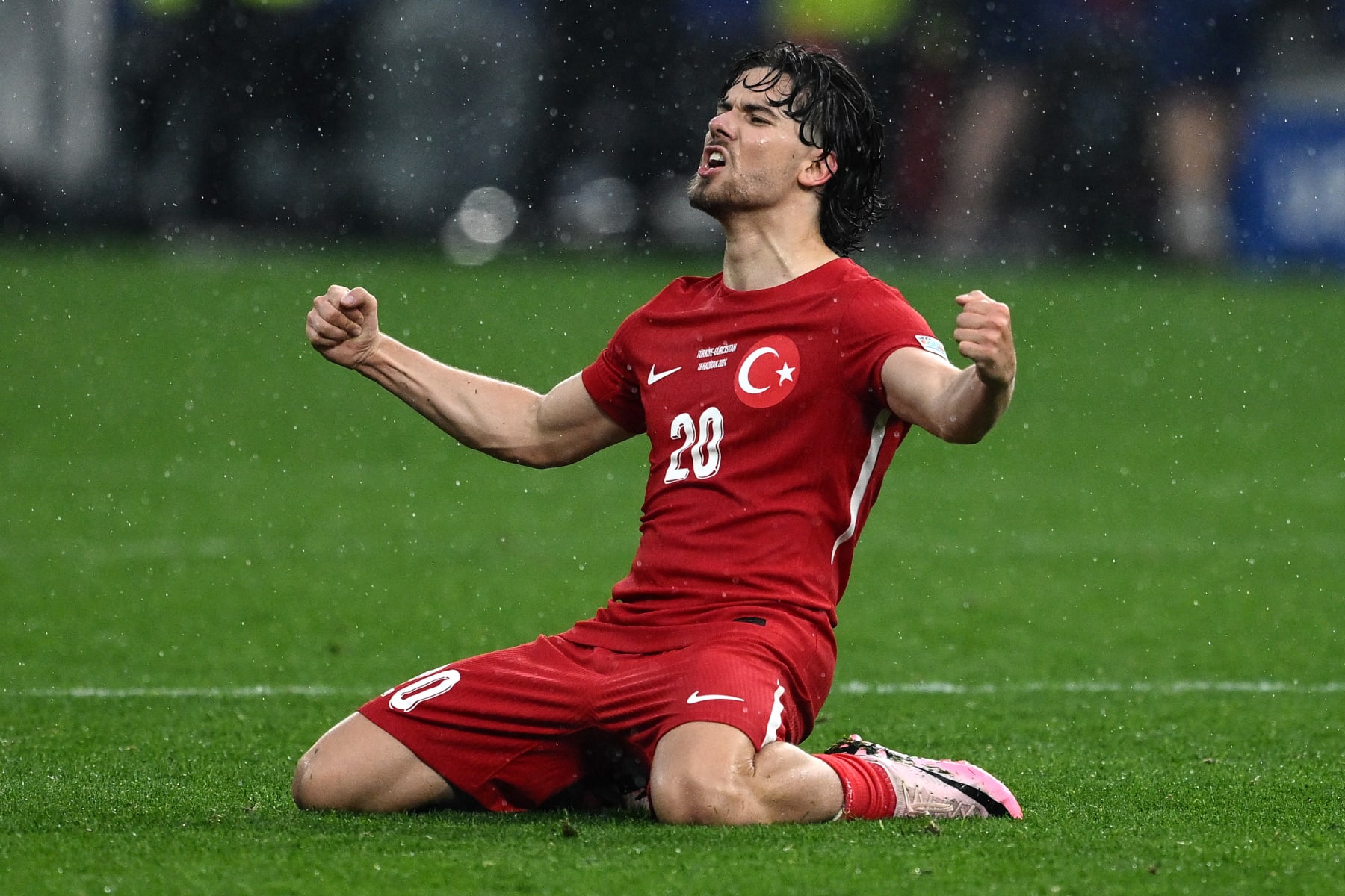 DORTMUND, GERMANY - JUNE 18: Ferdi Kadıoglu of Turkiye celebrates at the end of the UEFA EURO 2024 group stage match between Turkiye and Georgia at Football Stadium Dortmund on June 18, 2024 in Dortmund, Germany. (Photo by Image Photo Agency/Getty Images)