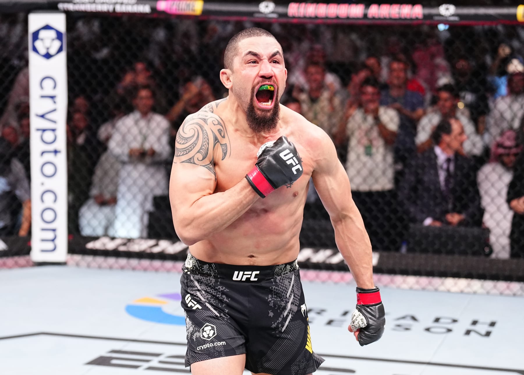 RIYADH, SAUDI ARABIA - JUNE 22: Robert Whittaker of New Zealand reacts after his victory against Ikram Aliskerov of Russia in a middleweight fight during the UFC Fight Night event at Kingdom Arena on June 22, 2024 in Riyadh, Saudi Arabia. (Photo by Chris Unger/Zuffa LLC via Getty Images)