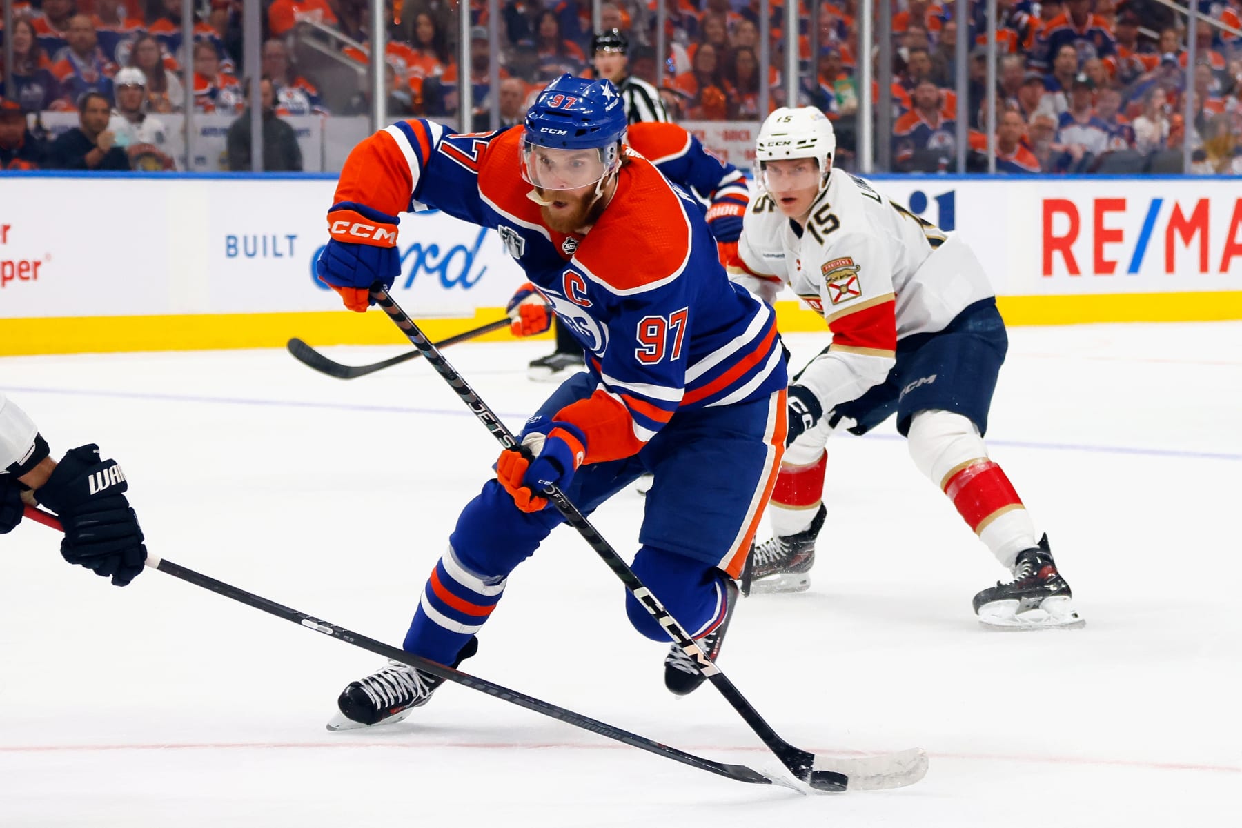 EDMONTON, CANADA - JUNE 21: Connor McDavid #97 of the Edmonton Oilers skates against the Florida Panthers in Game Six of the 2024 NHL Stanley Cup Final at Rogers Place on June 21, 2024 in Edmonton, Alberta, Canada. (Photo by Bruce Bennett/Getty Images)