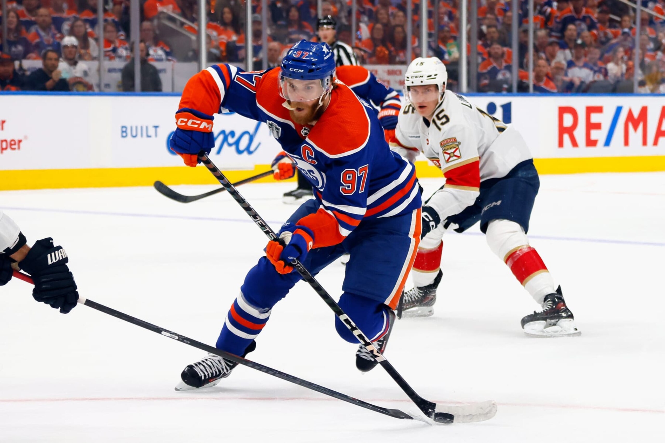 EDMONTON, CANADA - JUNE 21: Connor McDavid #97 of the Edmonton Oilers skates against the Florida Panthers in Game Six of the 2024 NHL Stanley Cup Final at Rogers Place on June 21, 2024 in Edmonton, Alberta, Canada. (Photo by Bruce Bennett/Getty Images)