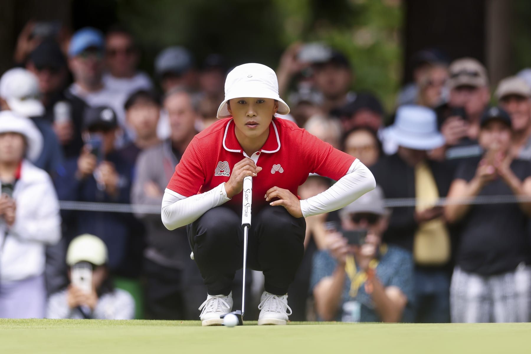 SAMMAMISH, WASHINGTON - JUNE 23: Amy Yang of South Korea looks over a putt on the 13th hole during the final round of the KPMG Women's PGA Championship at Sahalee Country Club on June 23, 2024 in Sammamish, Washington. (Photo by Ezra Shaw/Getty Images)