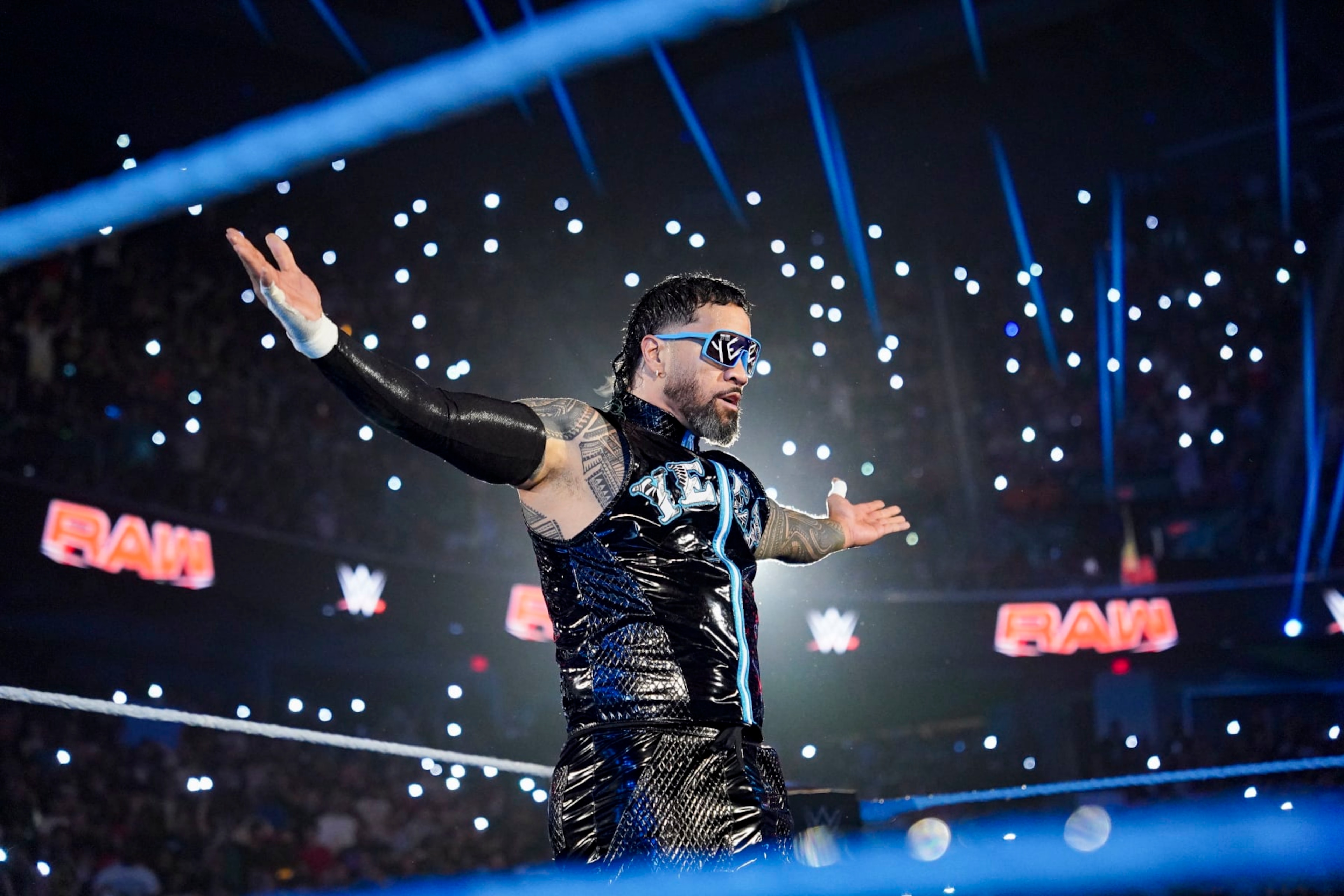 GREENSBORO, NORTH CAROLINA - MAY 20: Jay Uso poses in ring during Monday Night RAW at Greensboro Coliseum Complex on May 20, 2024 in Greensboro, North Carolina. (Photo by WWE/Getty Images) GREENSBORO, NORTH CAROLINA - MAY 20: Jay Uso poses in ring during Monday Night RAW at Greensboro Coliseum Complex on May 20, 2024 in Greensboro, North Carolina. (Photo by WWE/Getty Images)