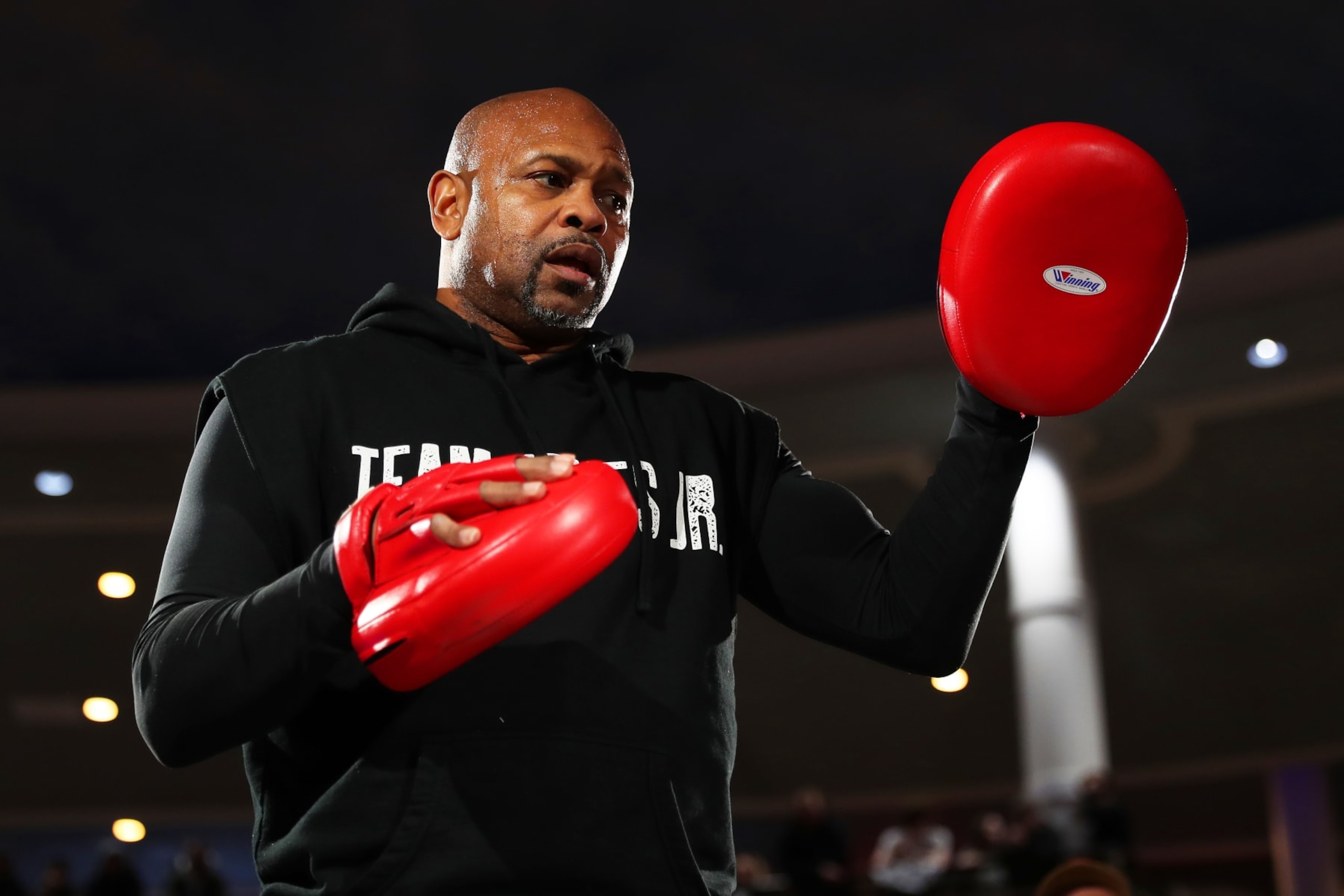 MANCHESTER, ENGLAND - JANUARY 18: Roy Jones Jr. looks on during the Chris Eubank Jr v Liam Smith Media workout at The Trafford Centre on January 18, 2023 in Manchester, England. (Photo by Lewis Storey/Getty Images) MANCHESTER, ENGLAND - JANUARY 18: Roy Jones Jr. looks on during the Chris Eubank Jr v Liam Smith Media workout at The Trafford Centre on January 18, 2023 in Manchester, England. (Photo by Lewis Storey/Getty Images)