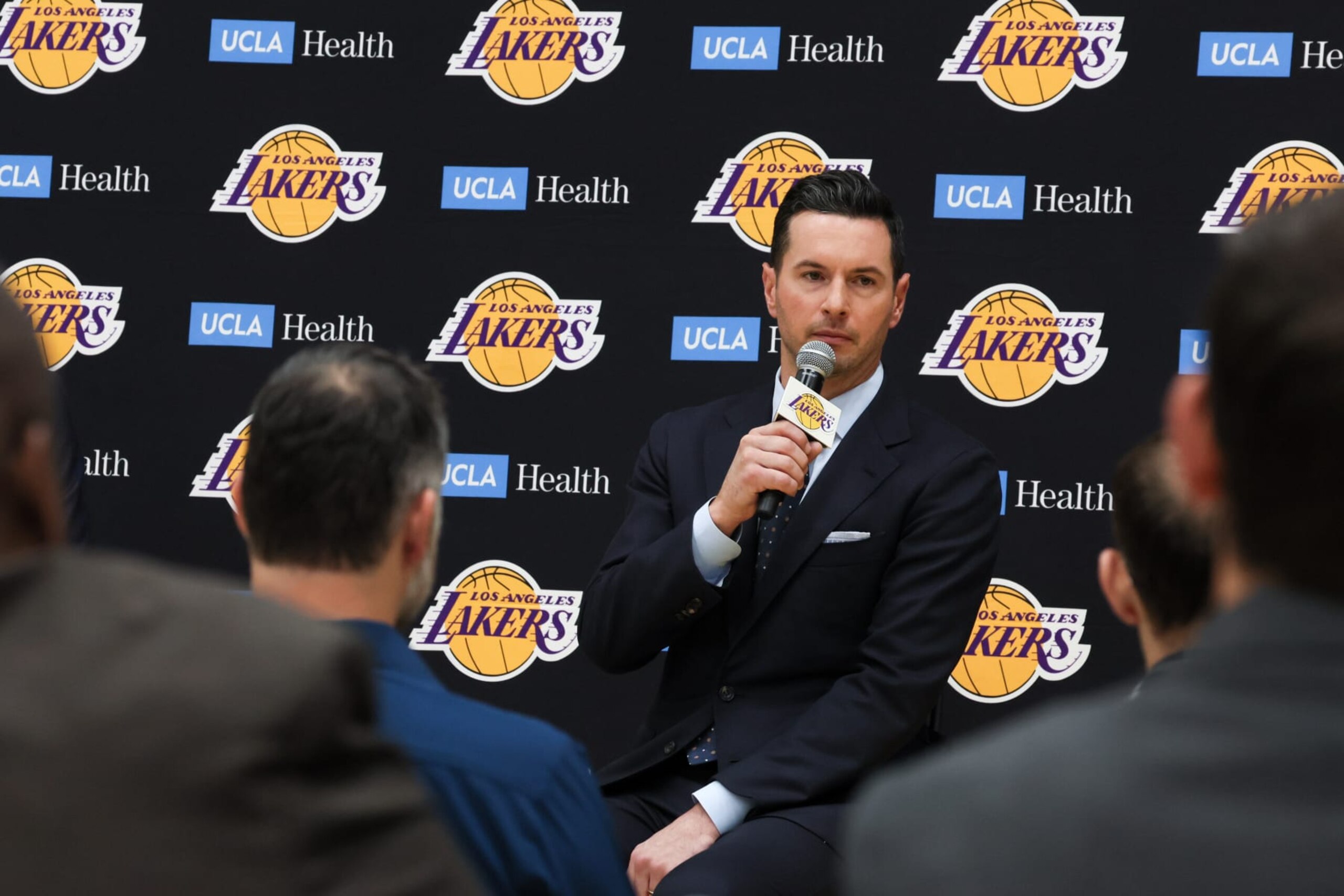 LOS ANGELES, CALIFORNIA - JUNE 24: JJ Redick speaks as he is introduced as the Los Angeles Lakers new head coach at UCLA Health Training Center on Monday, June 24, 2024 in Los Angeles, CA. (Robert Gauthier / Los Angeles Times via Getty Images)