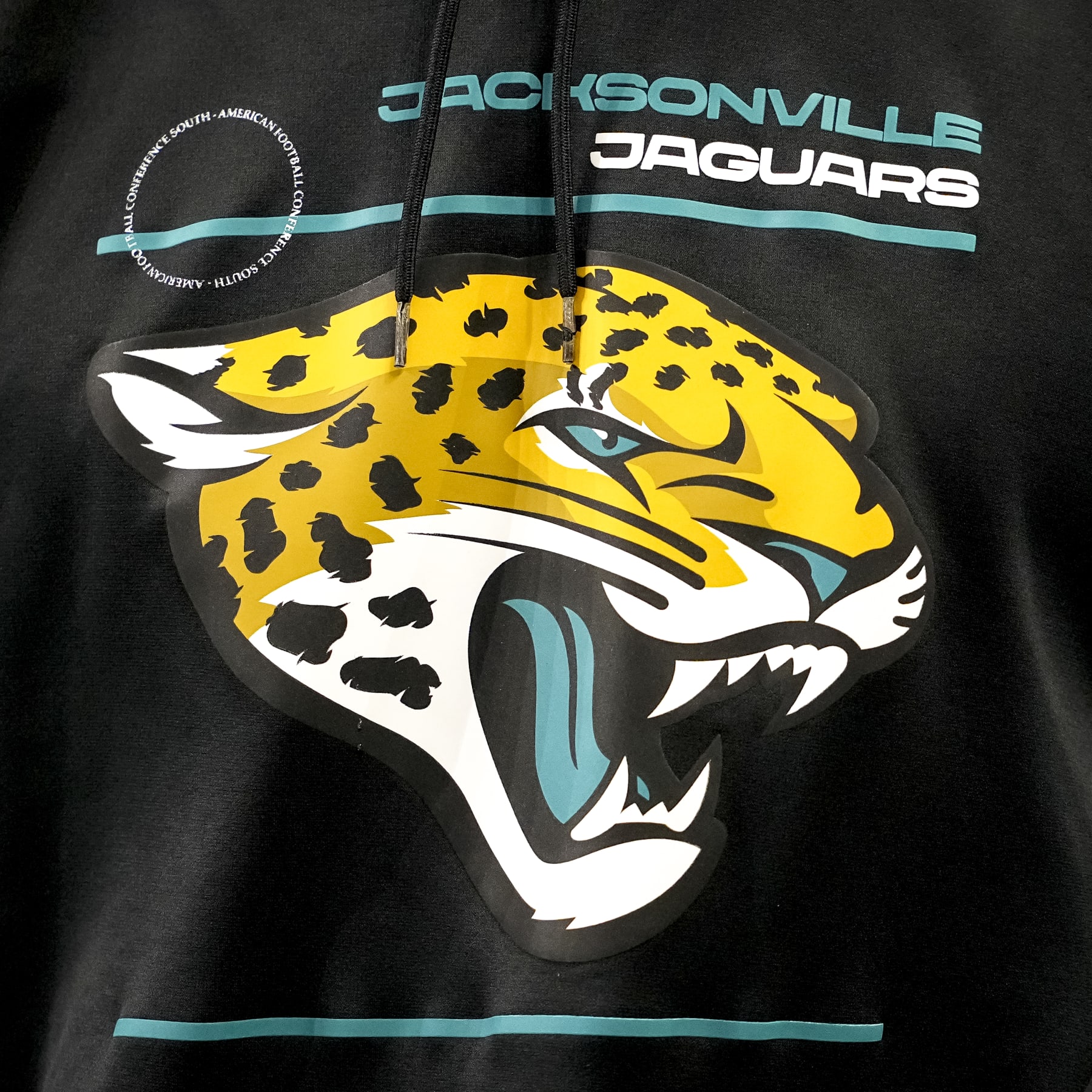 DETROIT, MICHIGAN - AUGUST 19: The Jacksonville Jaguars logo is pictured on a uniform during the preseason game against the Detroit Lions at Ford Field on August 19, 2023 in Detroit, Michigan. (Photo by Nic Antaya/Getty Images)