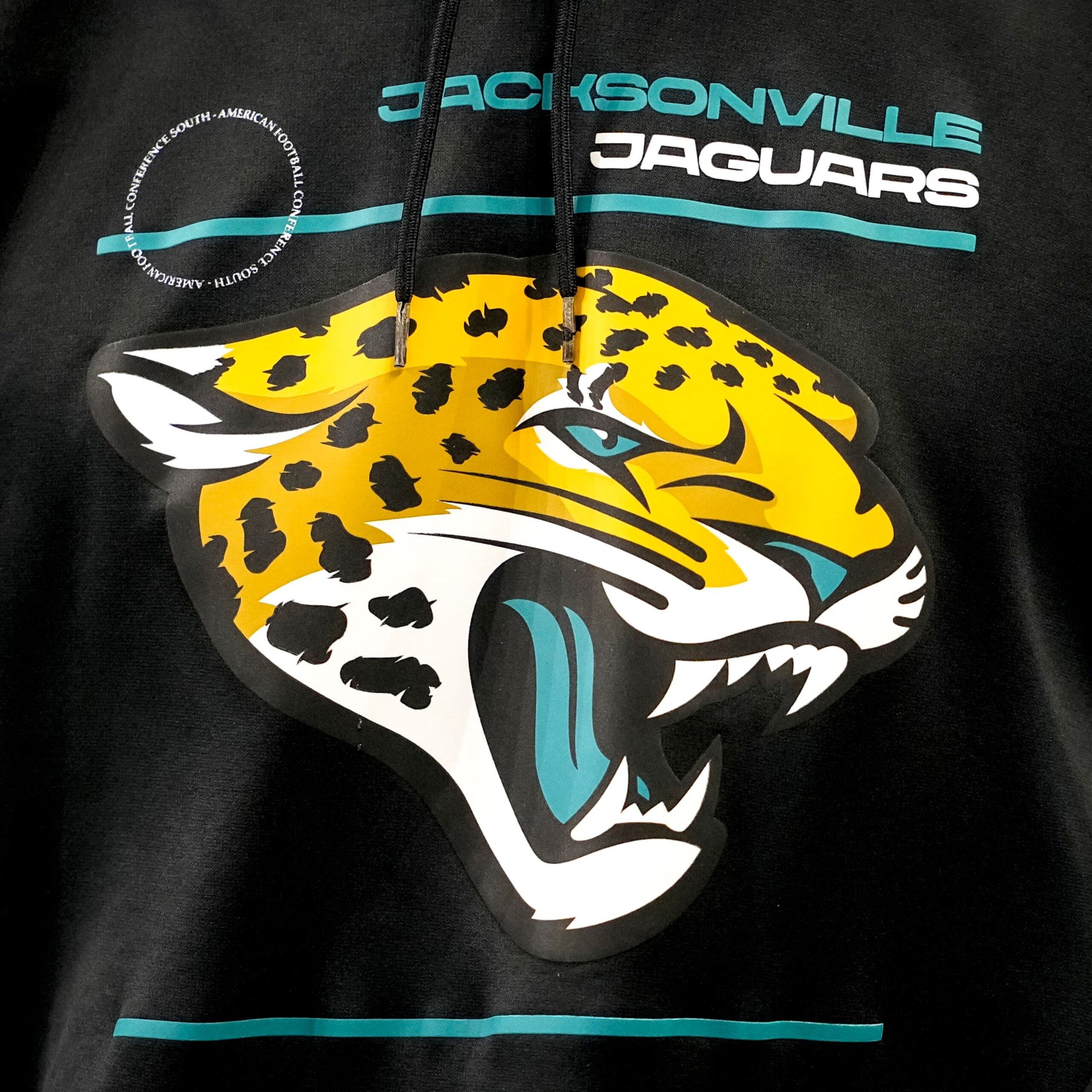 DETROIT, MICHIGAN - AUGUST 19: The Jacksonville Jaguars logo is pictured on a uniform during the preseason game against the Detroit Lions at Ford Field on August 19, 2023 in Detroit, Michigan. (Photo by Nic Antaya/Getty Images)