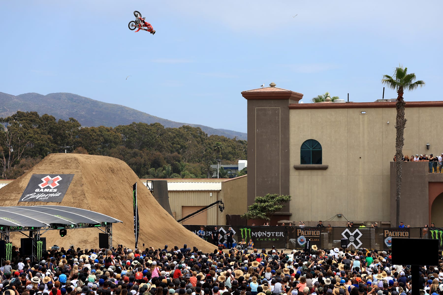 VENTURA, CALIFORNIA - JULY 22: Corey Creed of Australia competes in the Moto X QuarterPipe High Air Final during the X Games California 2023 on July 22, 2023 in Ventura, California. Creed finished first place in the event. (Photo by Sean M. Haffey/Getty Images)