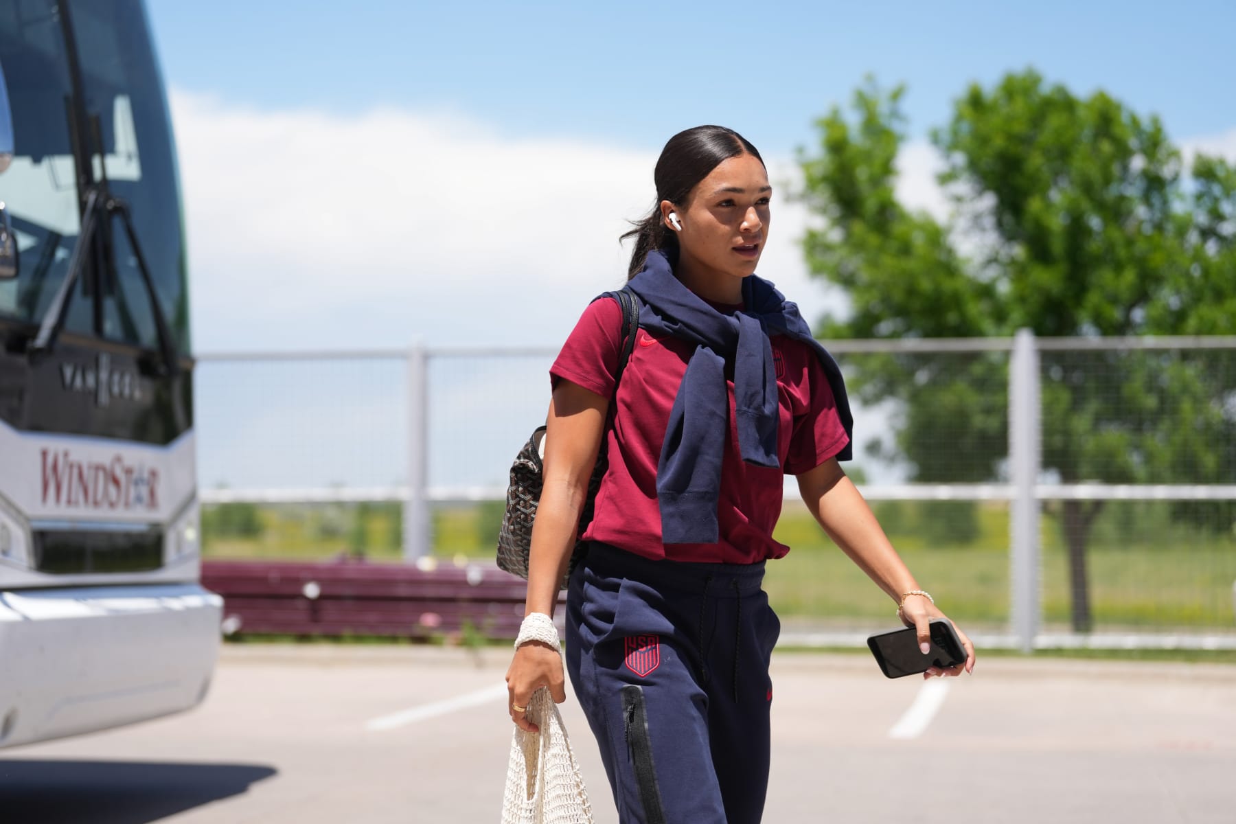 COMMERCE CITY, COLORADO - JUNE 01: Sophia Smith #11 of the United States arrives at the stadium prior to playing the Korea Republic at Dick's Sporting Goods Park on June 01, 2024 in Commerce City, Colorado. (Photo by Brad Smith/ISI Photos/USSF/Getty Images)