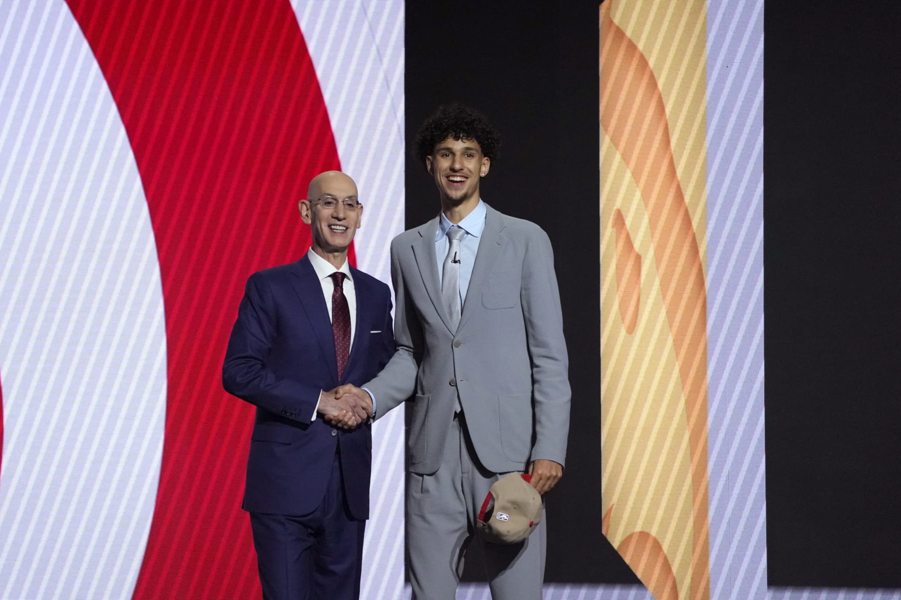 Adam Silver and Zaccharie Risacher