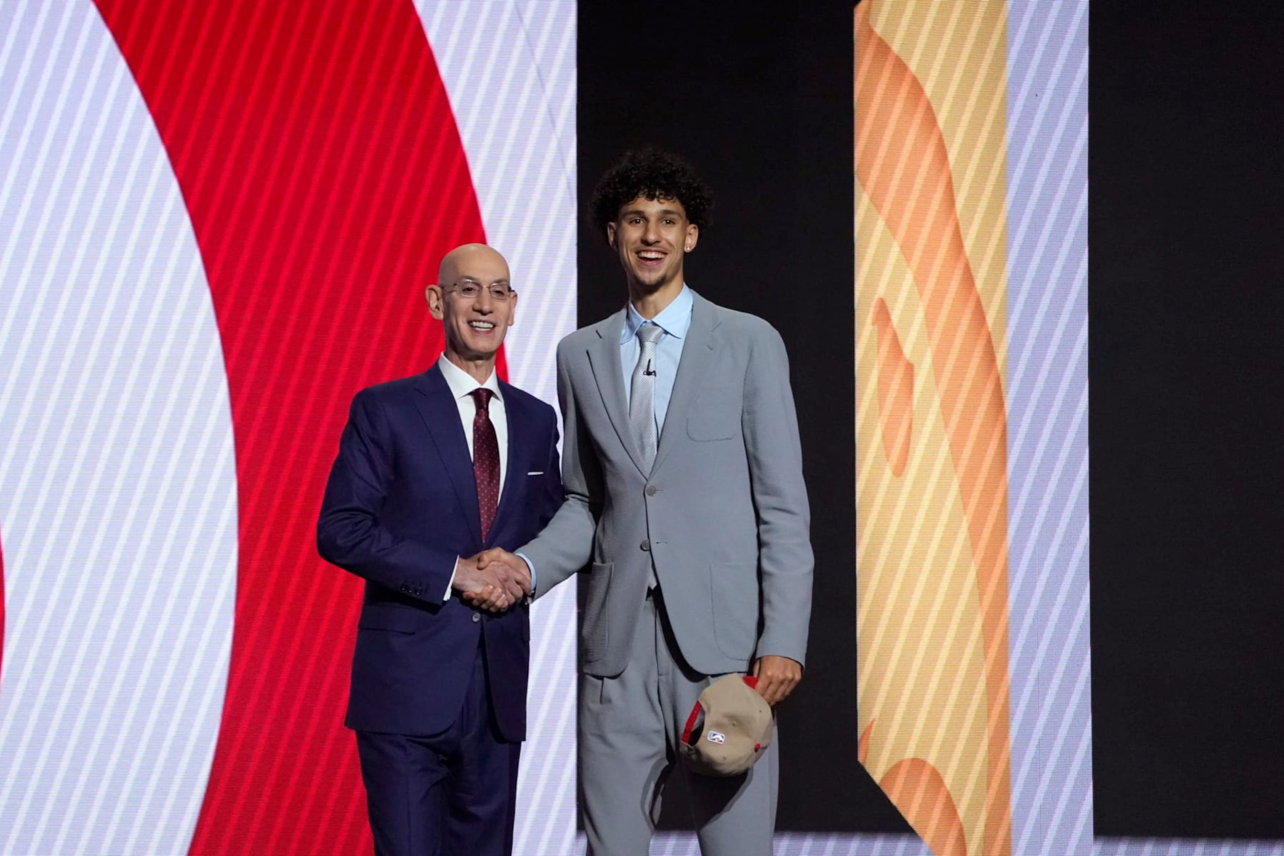 Adam Silver and Zaccharie Risacher Adam Silver and Zaccharie Risacher