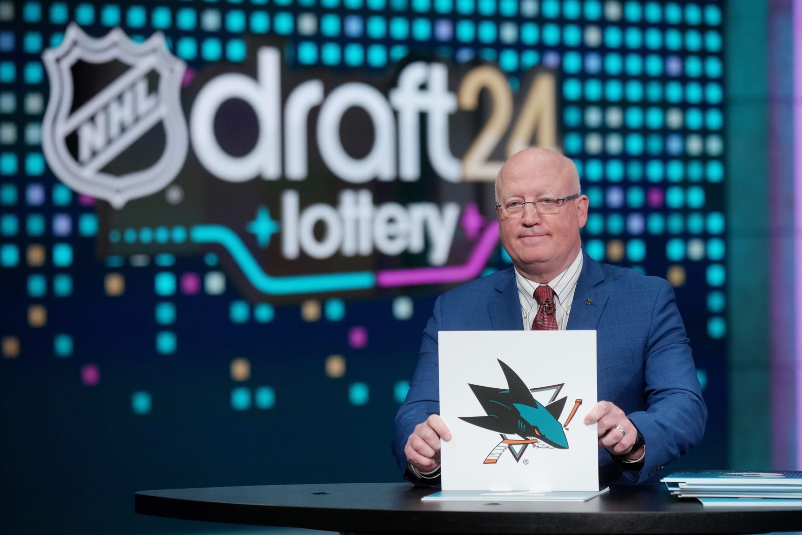 SECAUCUS, NEW JERSEY - MAY 07: National Hockey League Deputy Commissioner Bill Daly announces the San Jose Sharks #1 overall draft position during the 2024 NHL Draft Lottery at NHL Network Studio on May 07, 2024 in Secaucus, New Jersey. (Photo by Mike Stobe/NHLI via Getty Images) SECAUCUS, NEW JERSEY - MAY 07: National Hockey League Deputy Commissioner Bill Daly announces the San Jose Sharks #1 overall draft position during the 2024 NHL Draft Lottery at NHL Network Studio on May 07, 2024 in Secaucus, New Jersey. (Photo by Mike Stobe/NHLI via Getty Images)