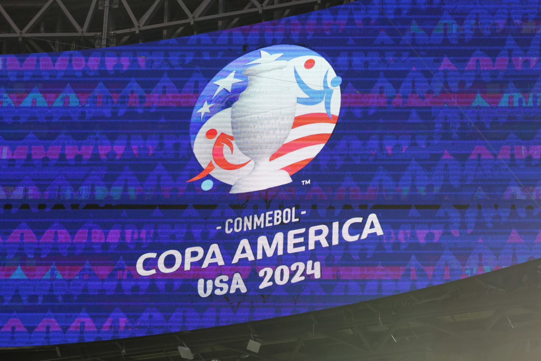 ATLANTA, GA - JUNE 20: A general view of the CONMEBOL Copa America logo during the CONMEBOL Copa America match between Argentina and Canada on June 20, 2024 at Mercedes Benz Stadium in Atlanta, Georgia. (Photo by Michael Wade/Icon Sportswire via Getty Images)