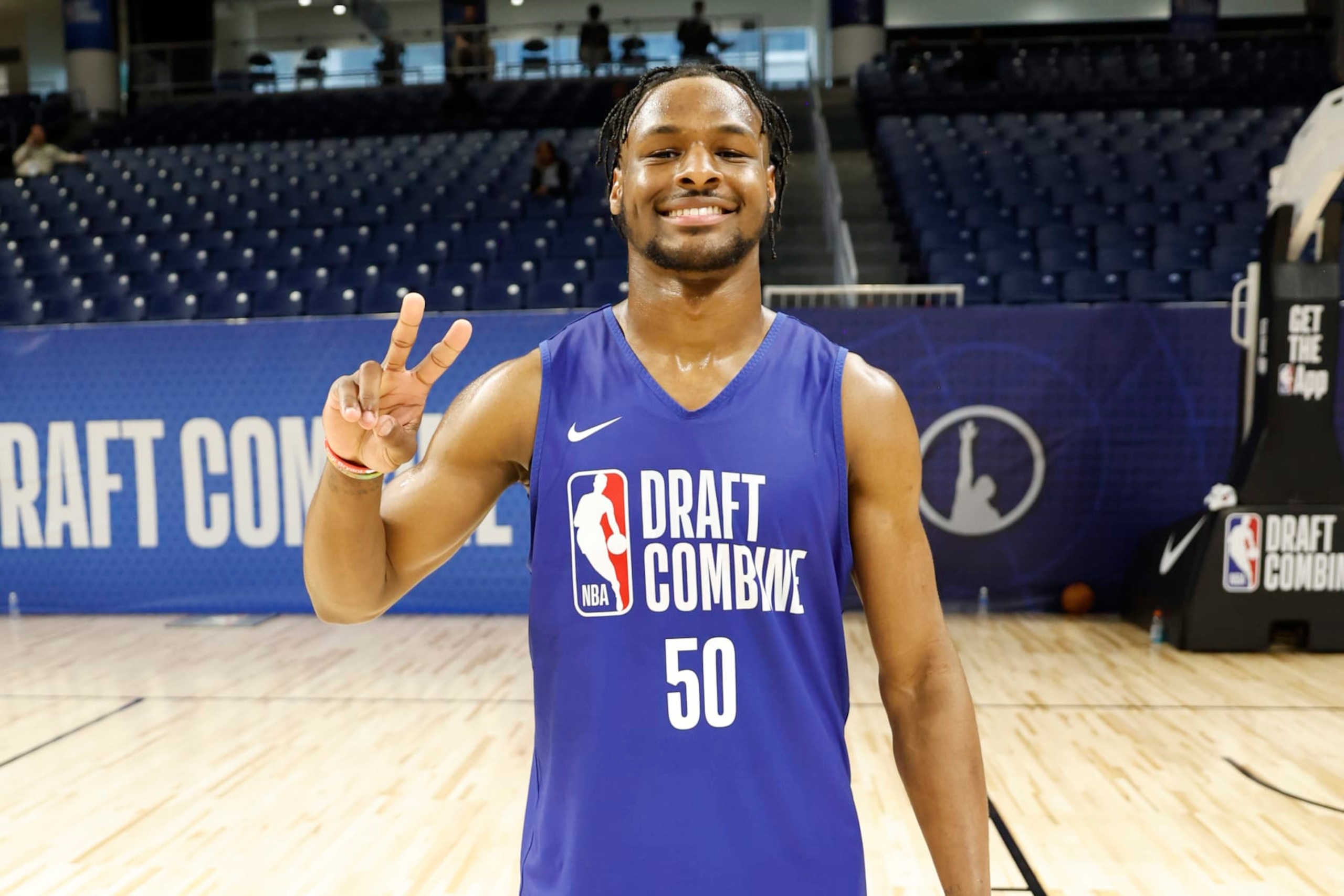 CHICAGO, IL - MAY 13: Bronny James pose for a photo during the 2024 NBA Combine on May 13, 2024 at Wintrust Arena in Chicago, Illinois. NOTE TO USER: User expressly acknowledges and agrees that, by downloading and or using this photograph, User is consenting to the terms and conditions of the Getty Images License Agreement. Mandatory Copyright Notice: Copyright 2024 NBAE (Photo by Kamil Krzaczynski/NBAE via Getty Images)