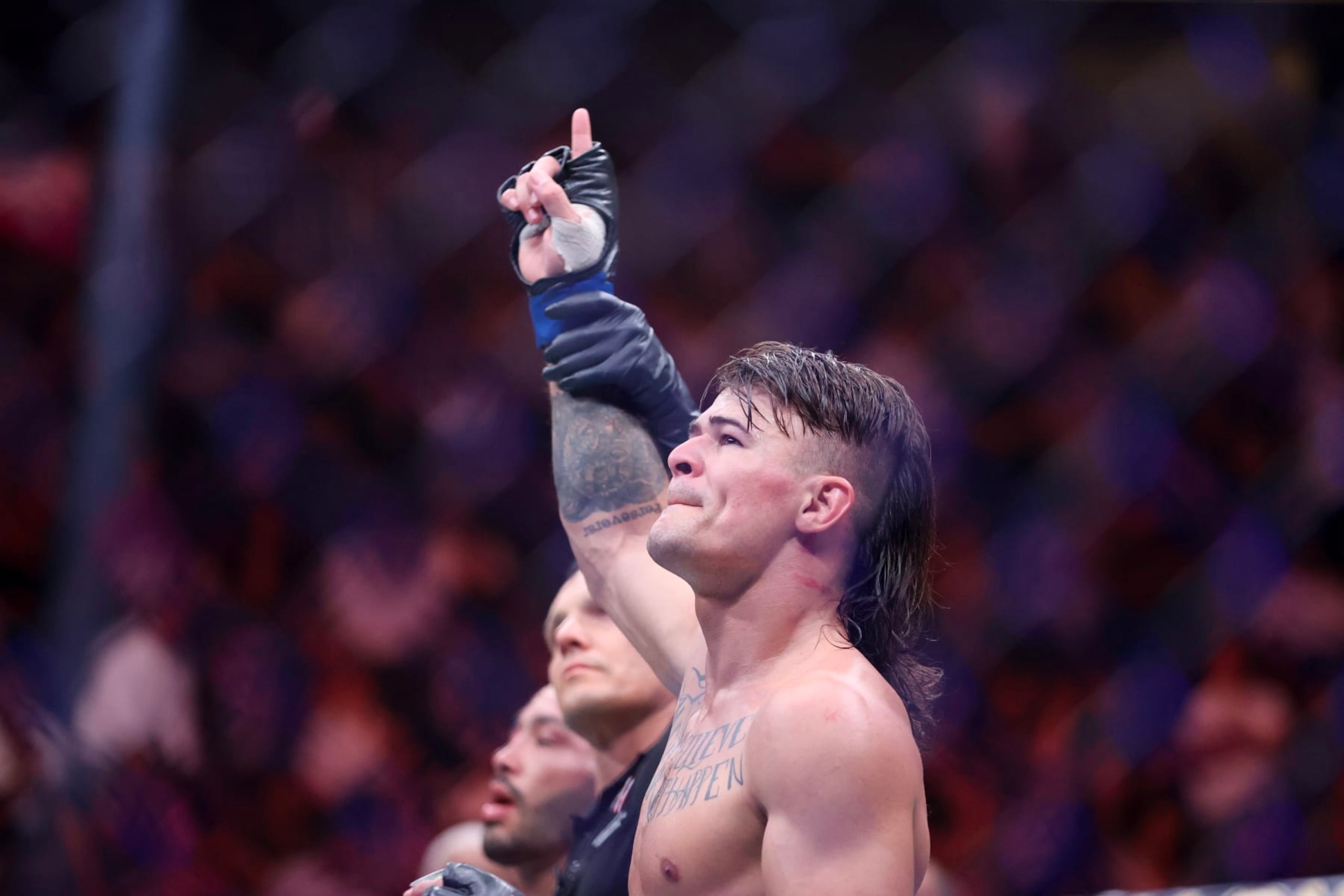 Diego Lopes has his hand raised after defeating Dan Ige. Diego Lopes has his hand raised after defeating Dan Ige.